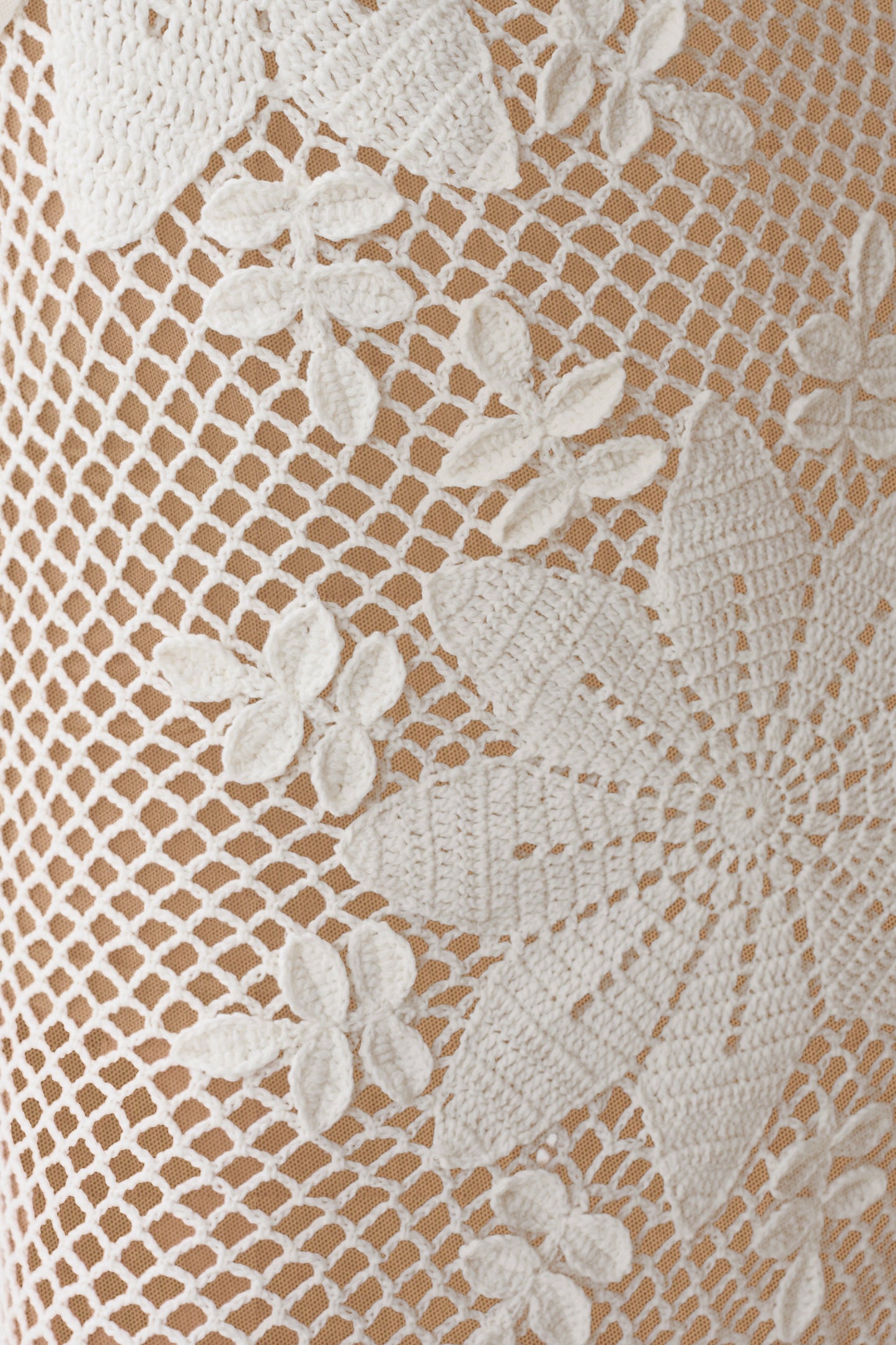 Mandie Hand Crochet Asymmetrical Maxi Dress - White