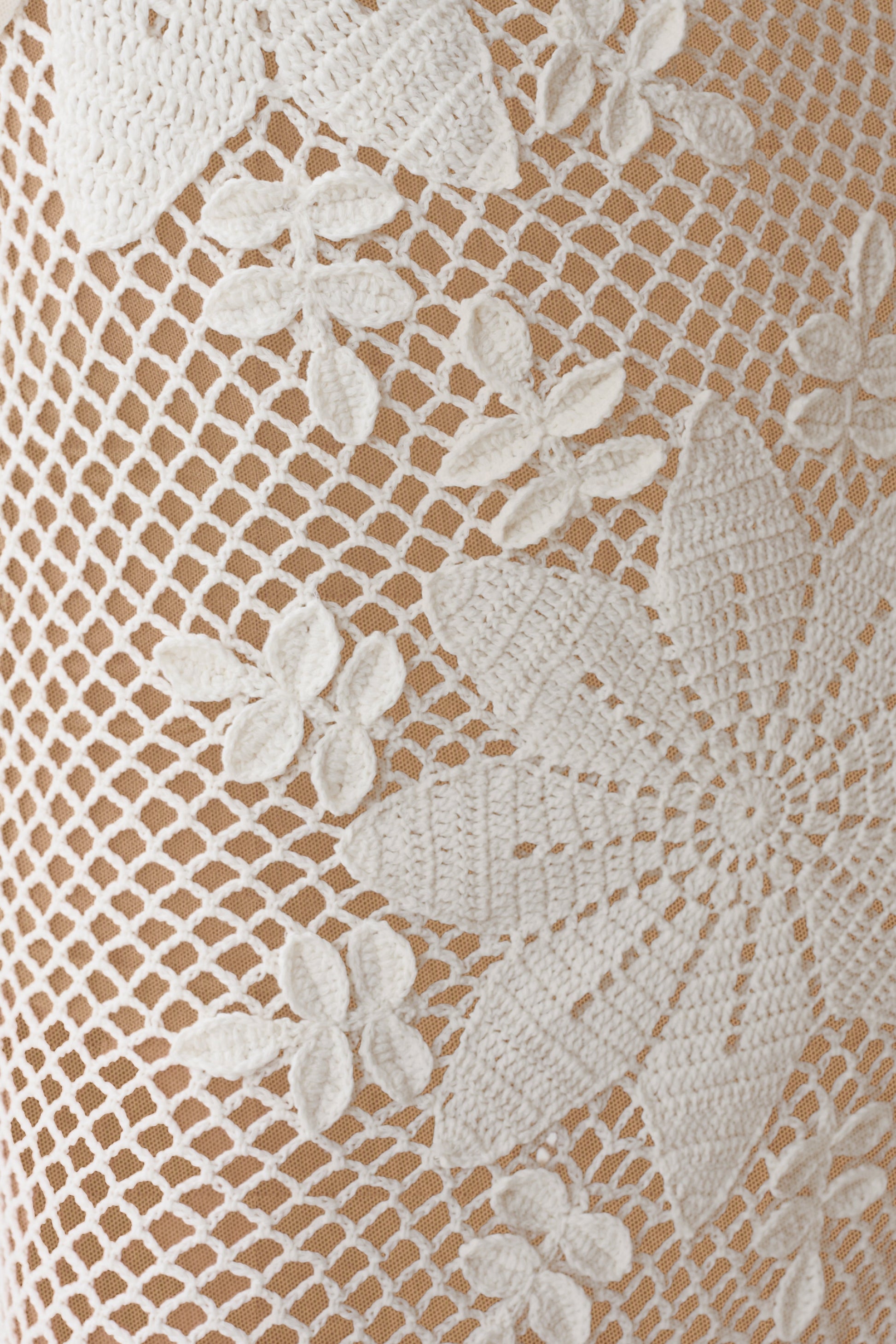 Mandie Hand Crochet Asymmetrical Maxi Dress - White #7