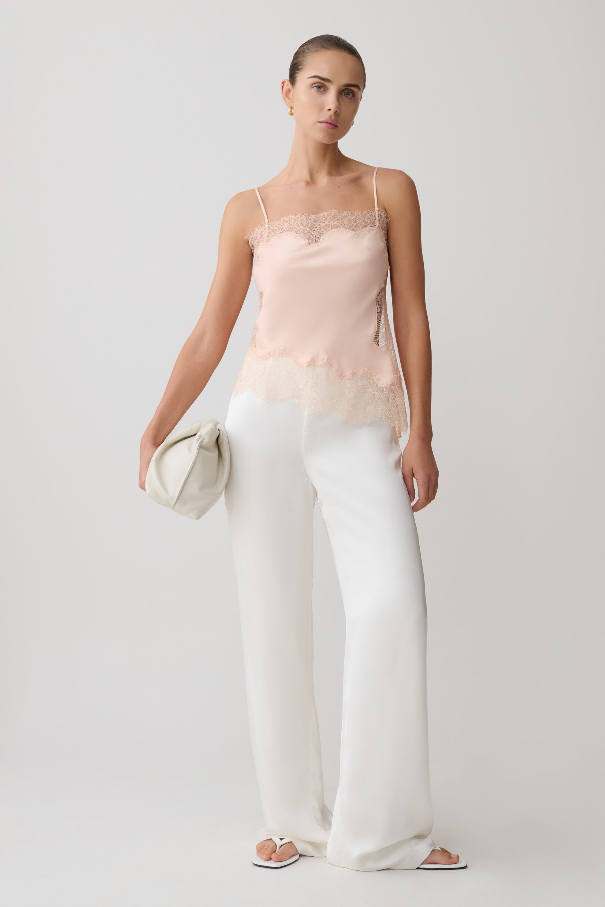 Miriam Satin & Lace Camisole - Peach #8