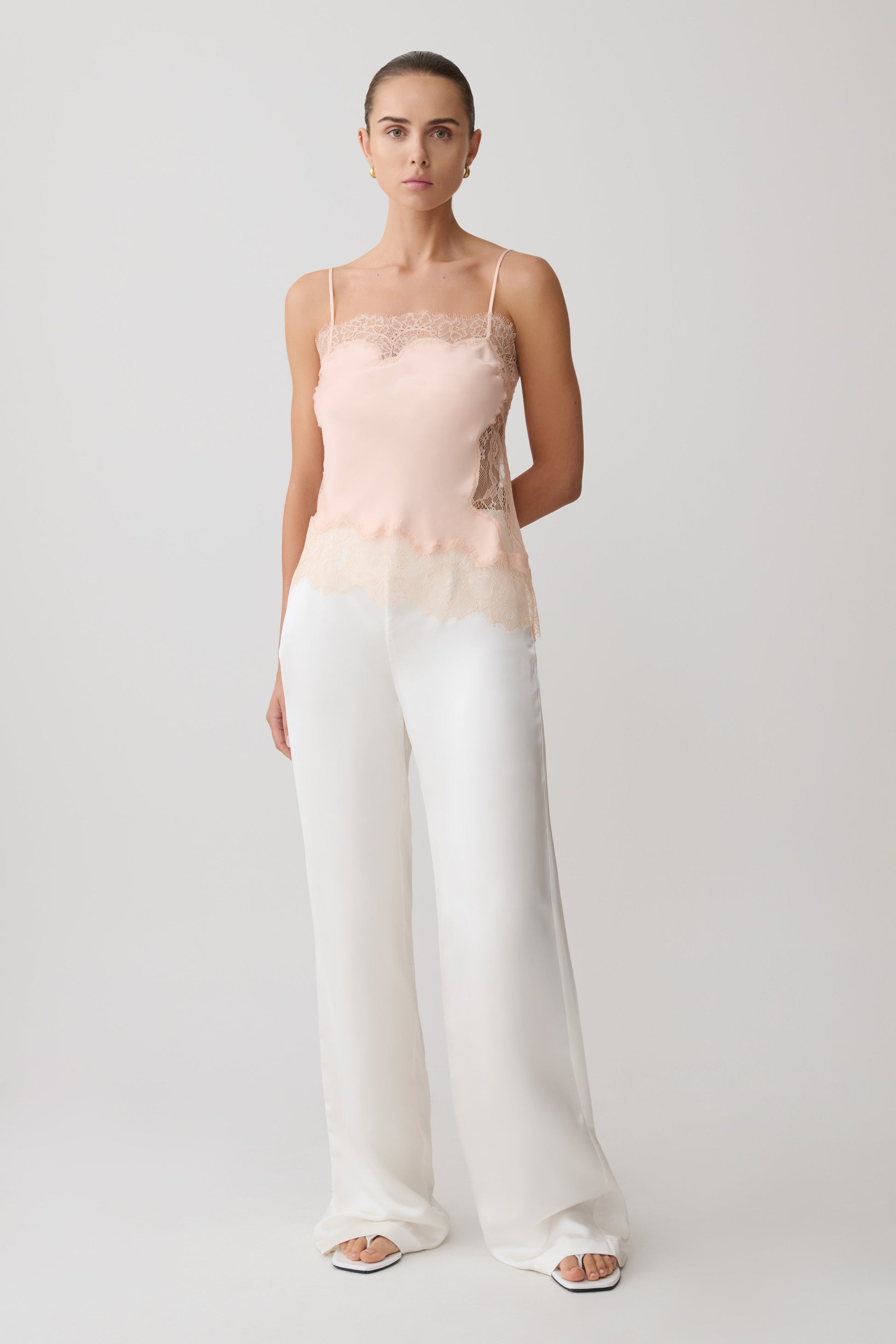 Miriam Satin & Lace Camisole - Peach #9
