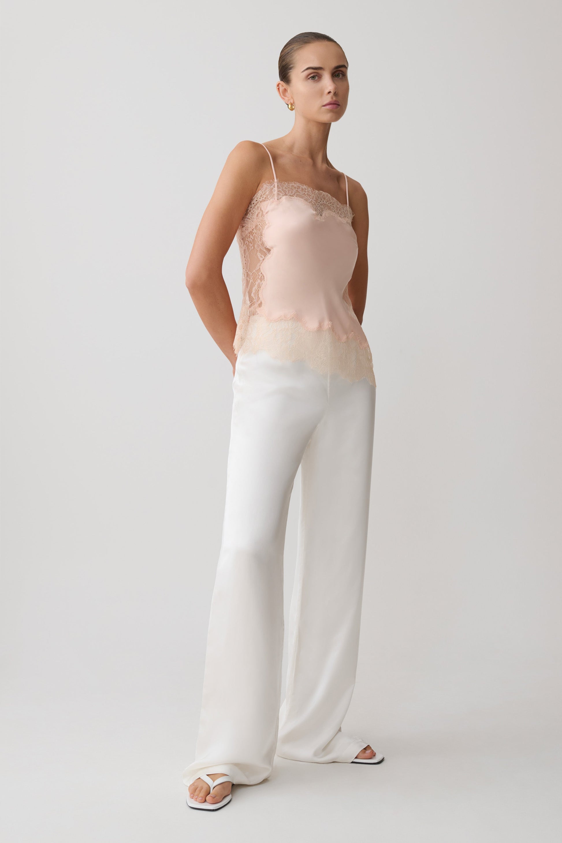 Miriam Satin & Lace Camisole - Peach #10