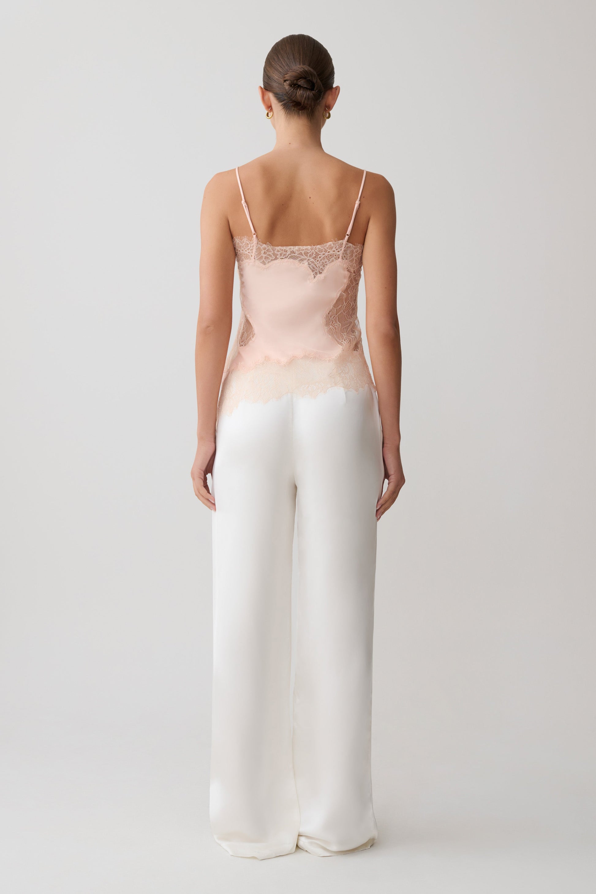 Miriam Satin & Lace Camisole - Peach #11