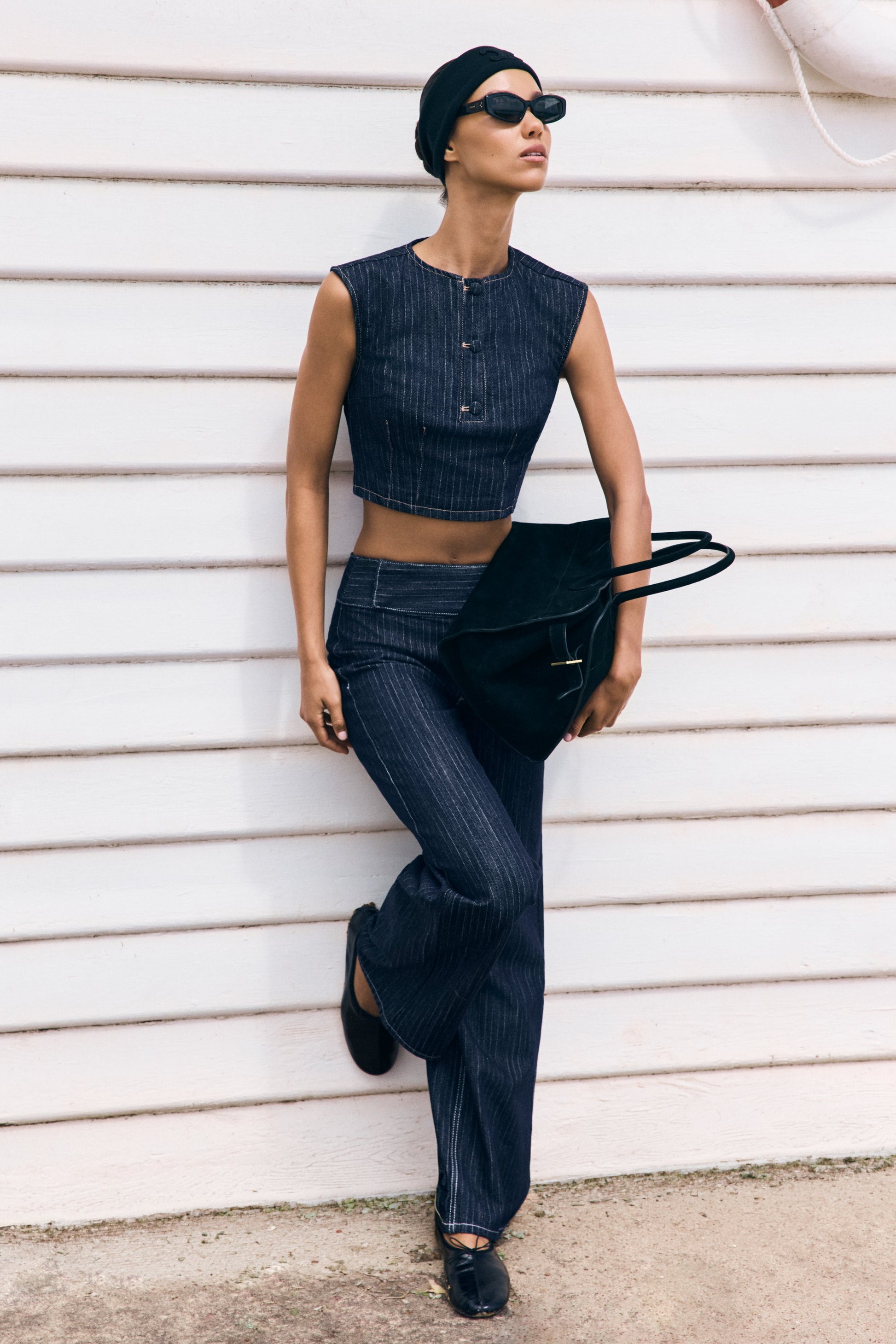 Loraine Sleeveless Denim Top - Indigo Pinstripe #11