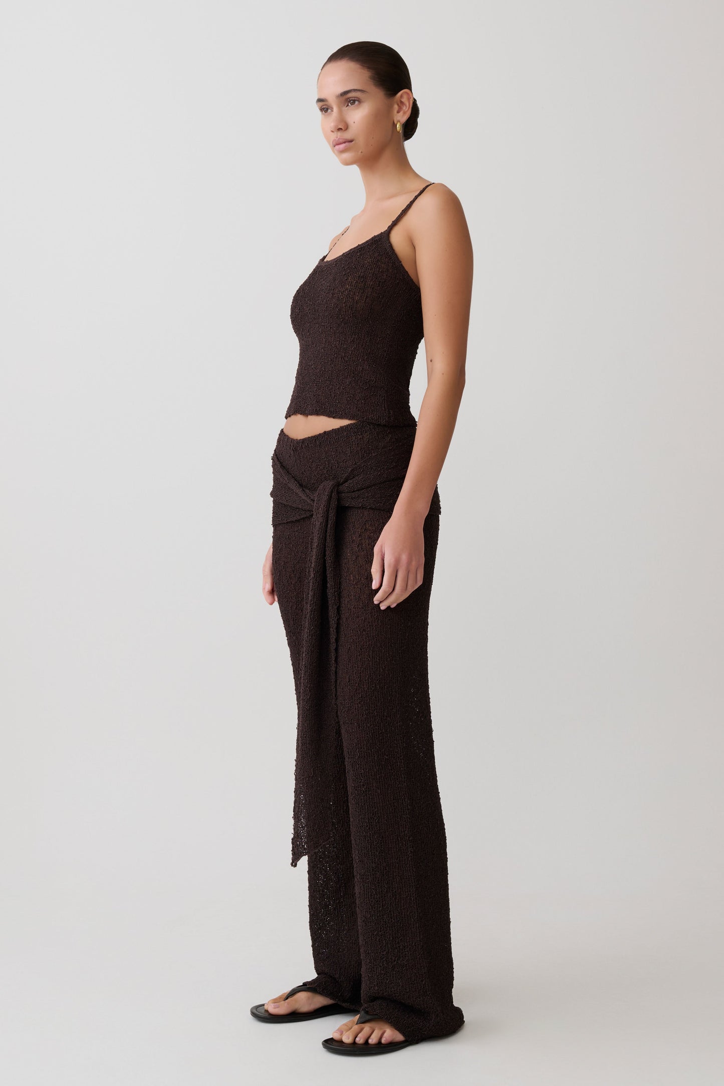 Mattais Boucle Knit Top - Dark Chocolate