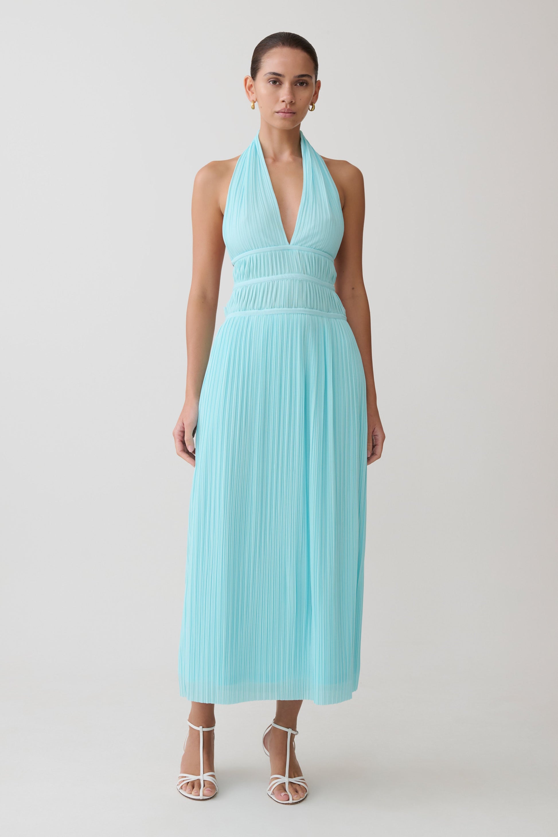 Thien Cowl Halter Midi Dress - Blue #4