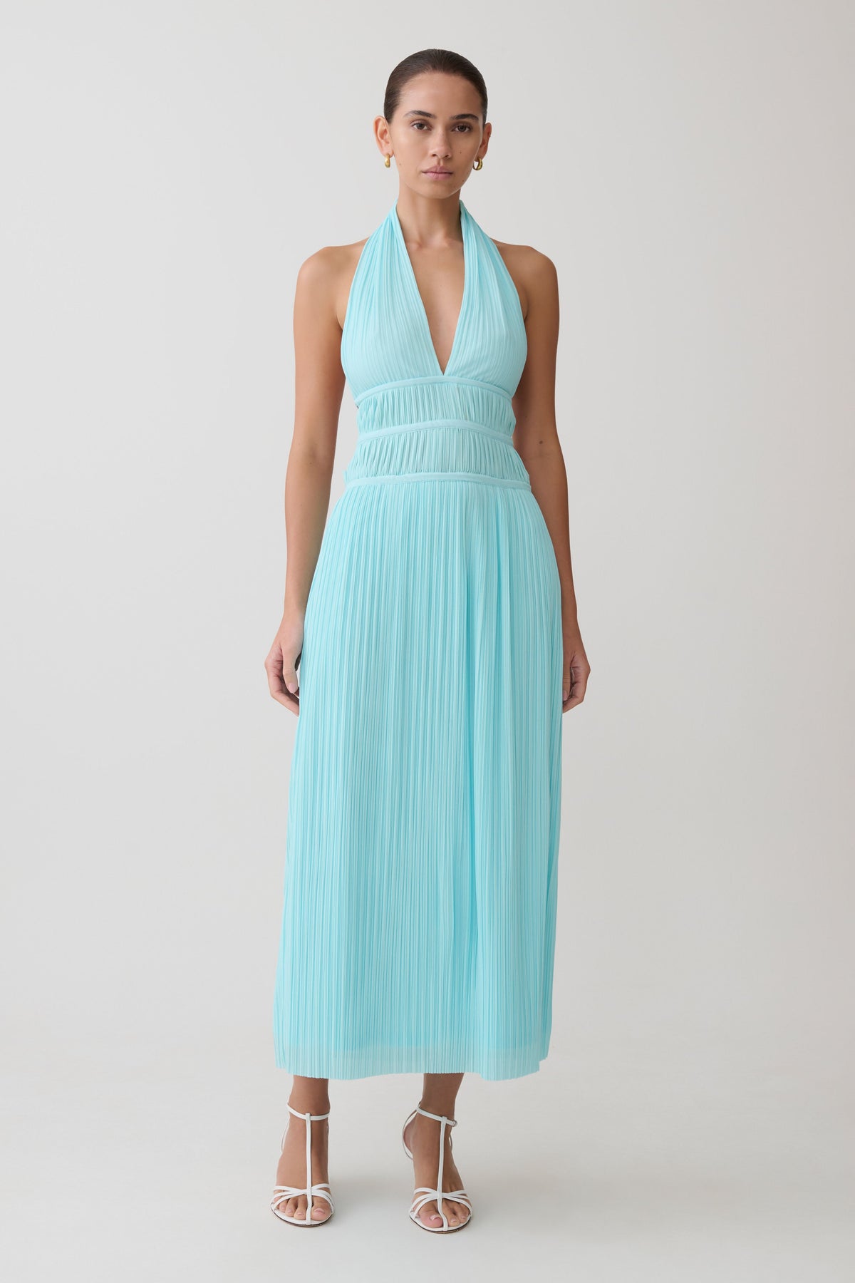 Thien Cowl Halter Midi Dress - Blue #4