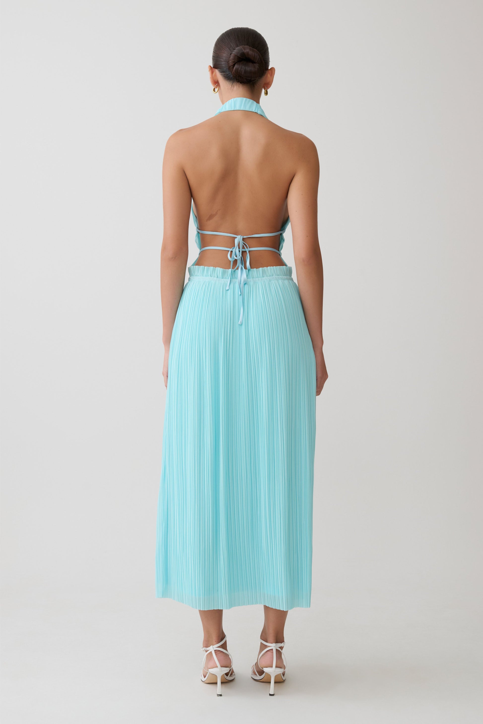 Thien Cowl Halter Midi Dress - Blue #3