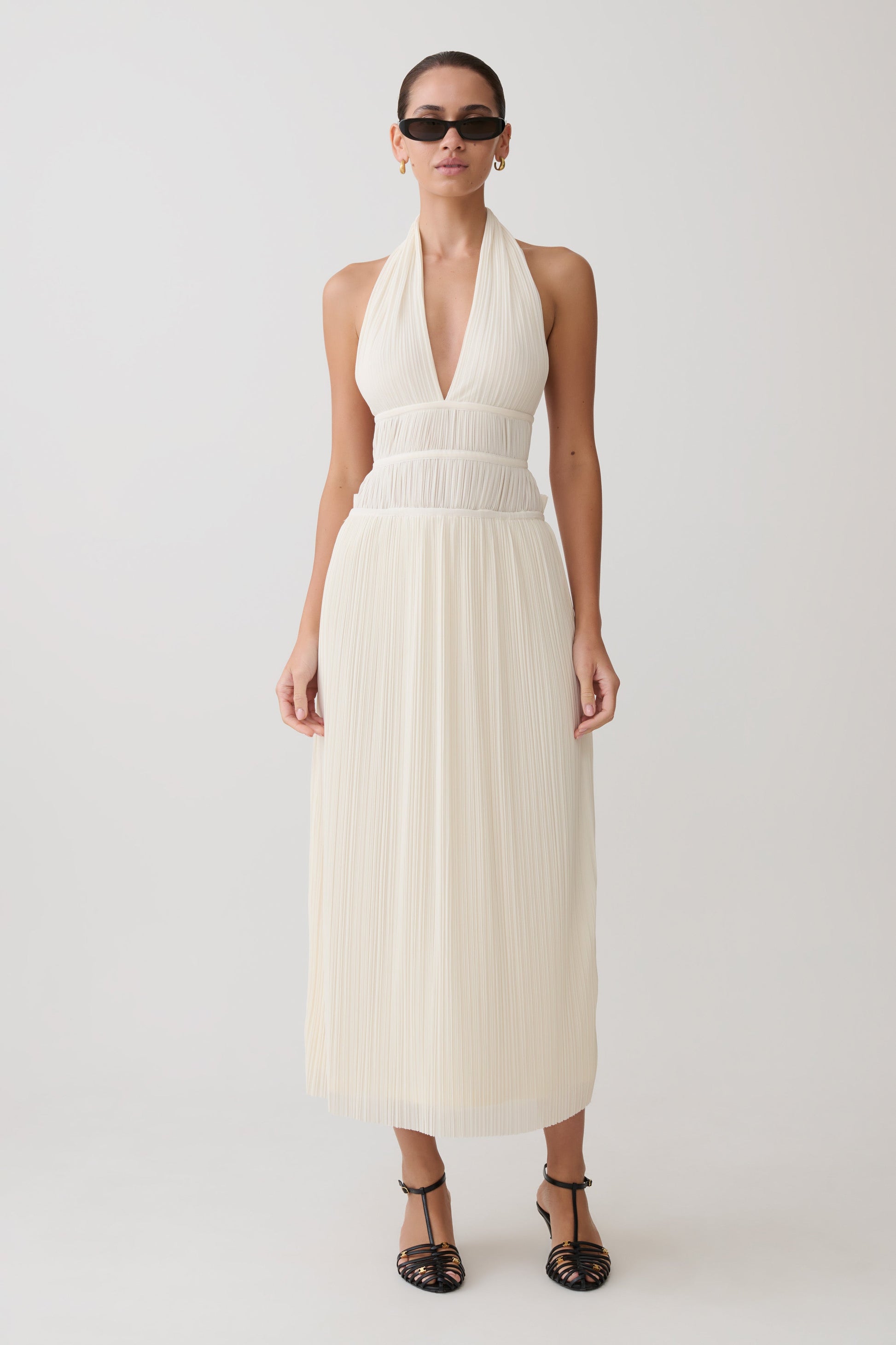 Thien Cowl Halter Midi Dress - Ivory #9