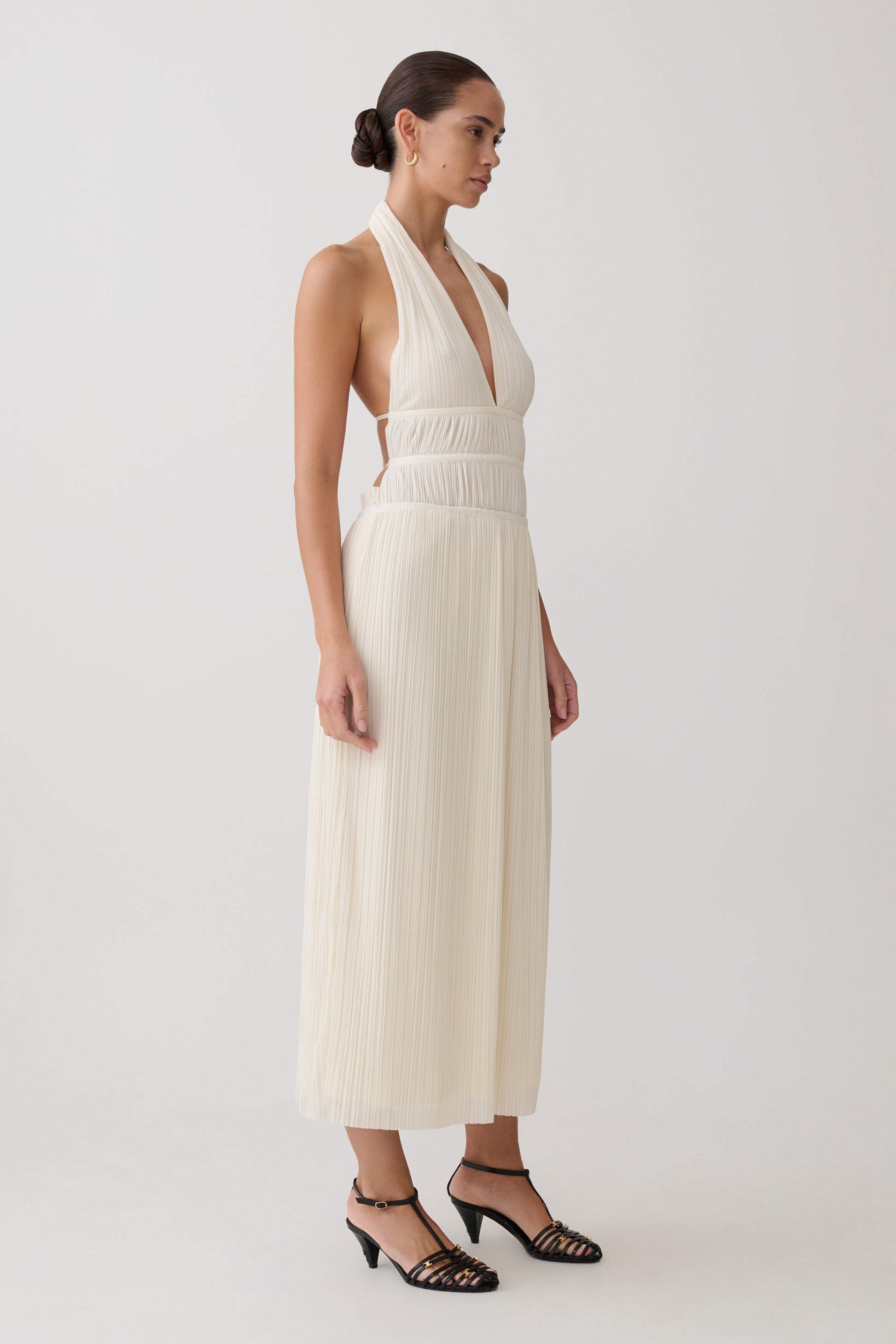Thien Cowl Halter Midi Dress - Ivory #5