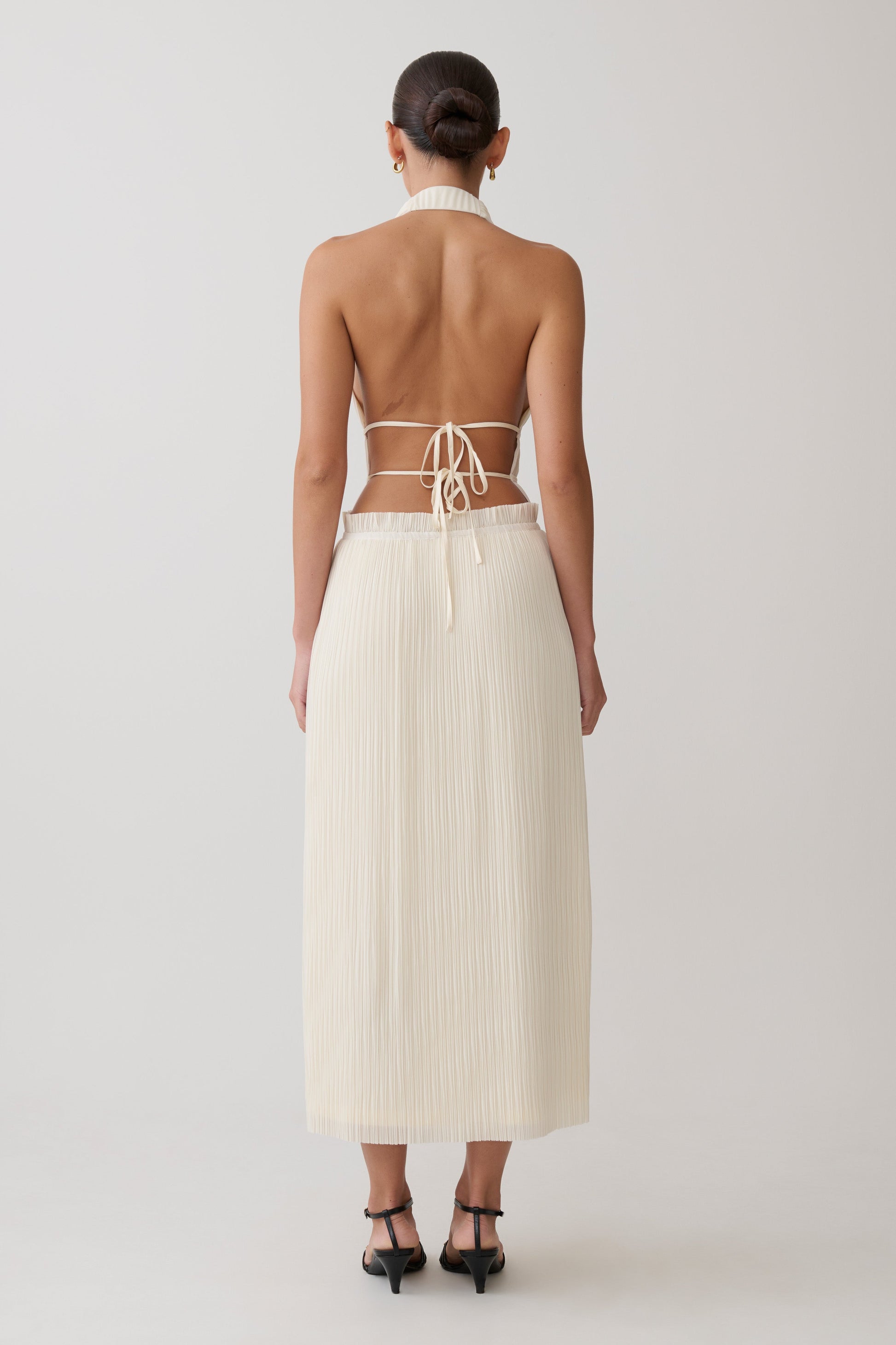 Thien Cowl Halter Midi Dress - Ivory #3