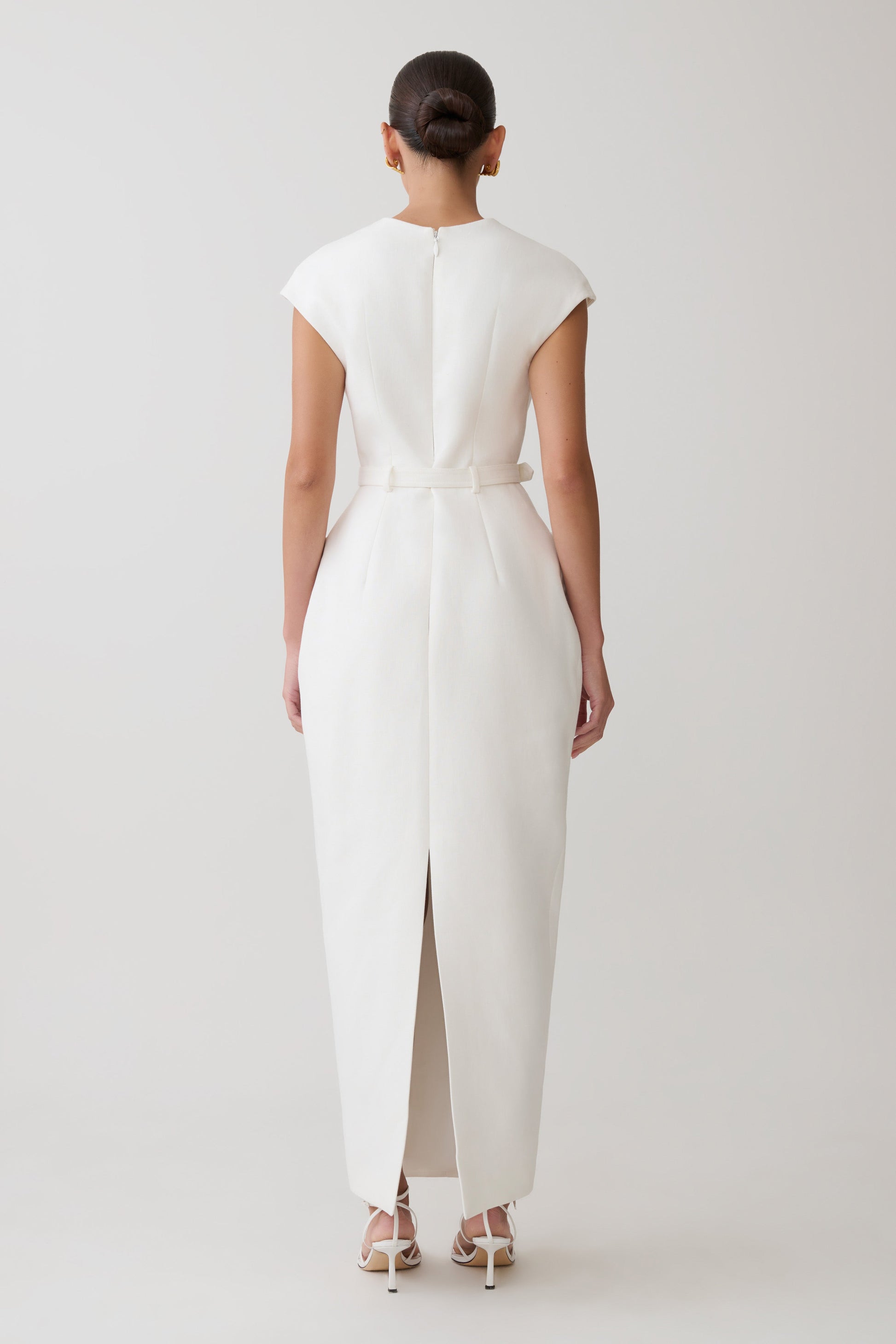 Livia V Neck Linen Maxi Dress - White #3