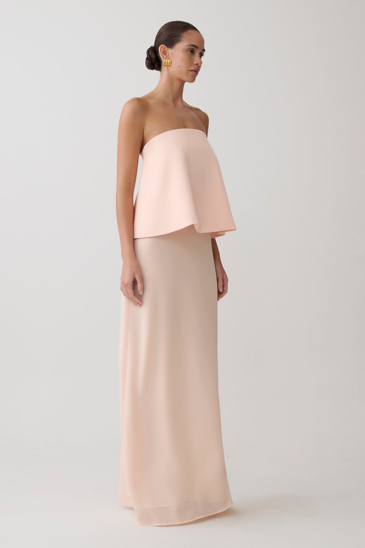 Sophia Satin Strapless Maxi Dress - Peach #4