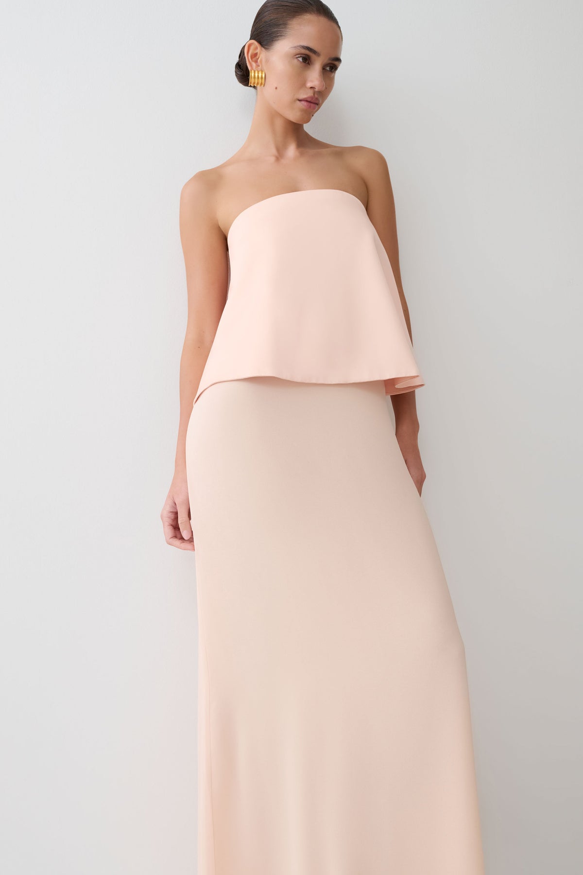 Sophia Satin Strapless Maxi Dress - Peach #6
