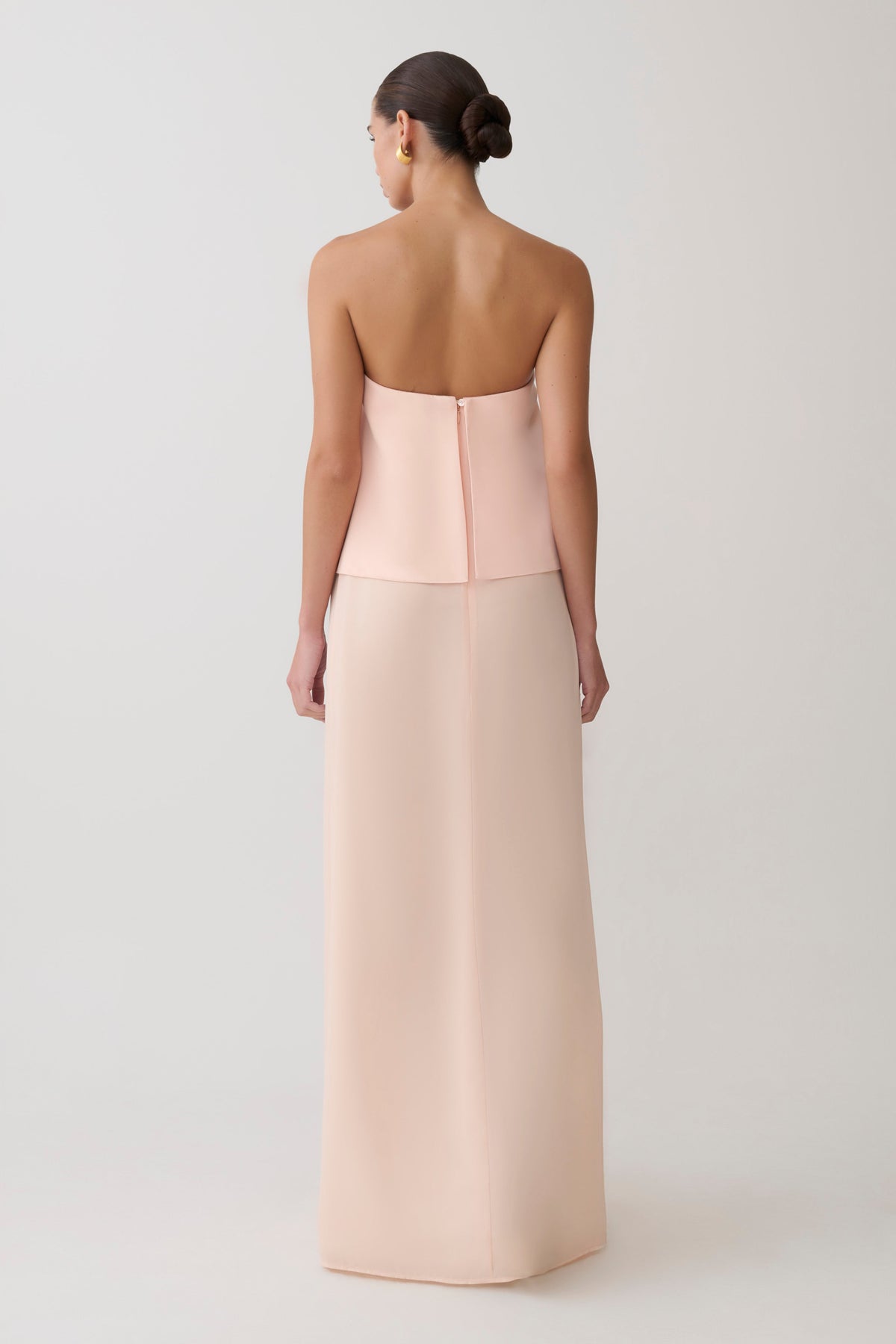 Sophia Satin Strapless Maxi Dress - Peach #2