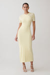 Junie Cross-Over Neck Slinky Maxi Dress - Lemon