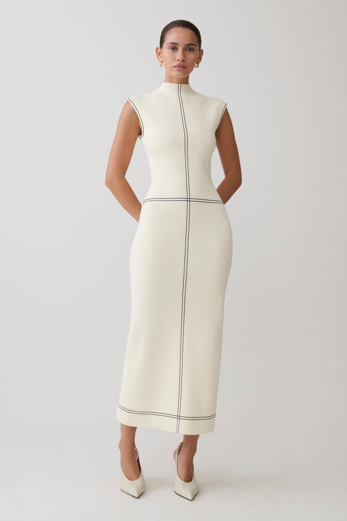 Malone Bandage Knit Midi Dress - Ivory #3