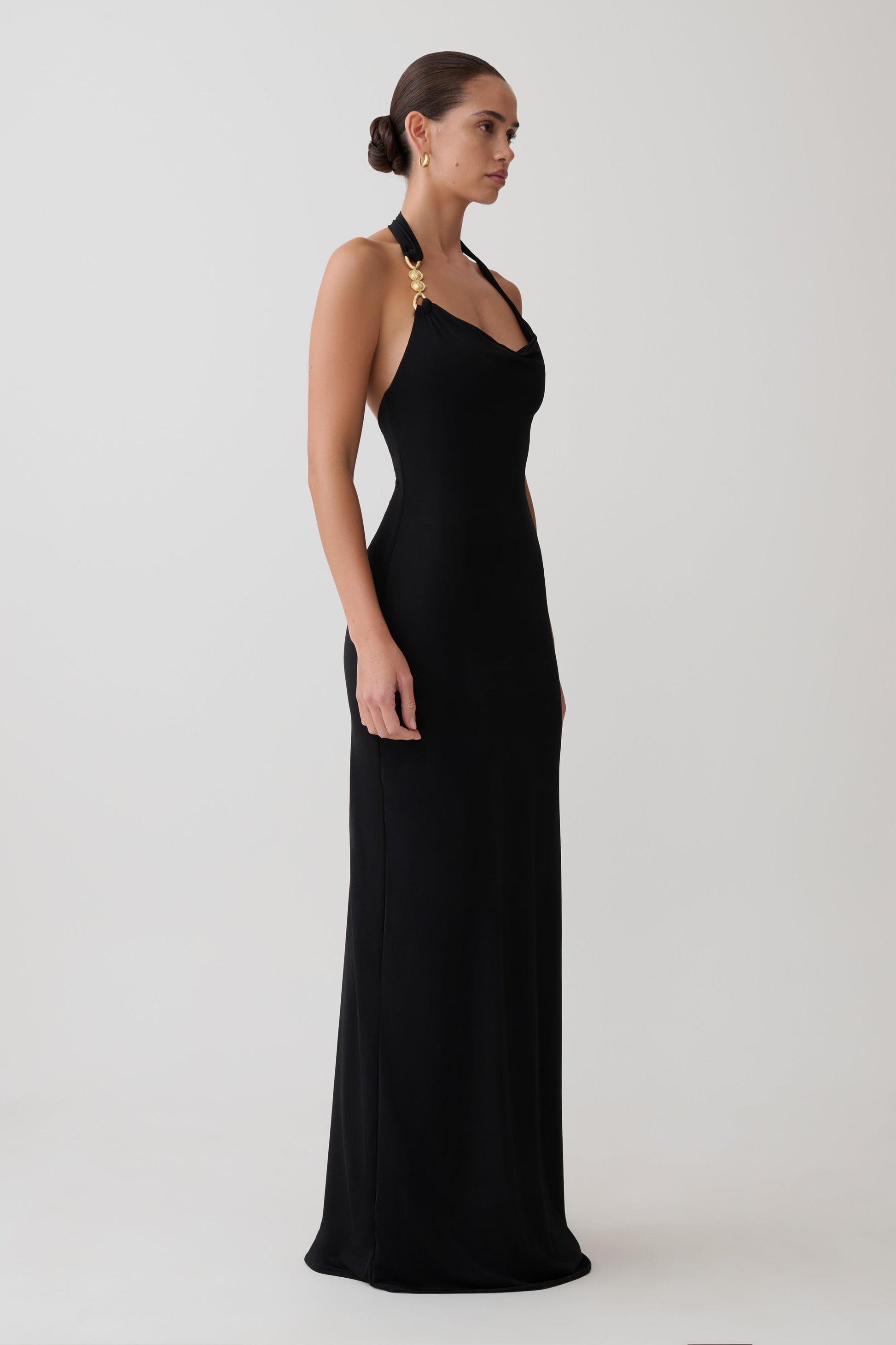 Khanh Slinky Halter Maxi Dress - Black #3