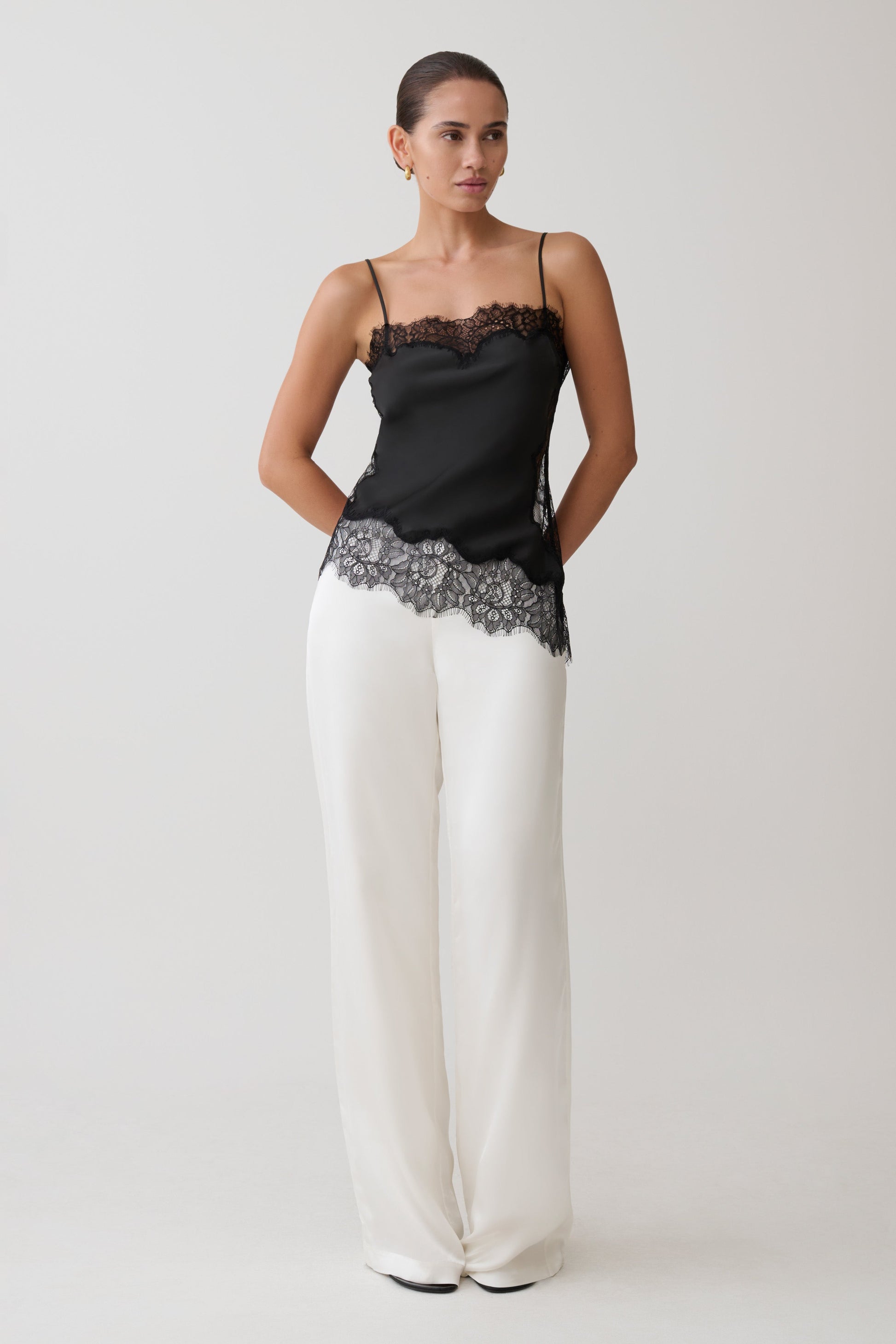 Miriam Satin & Lace Camisole - Black #5