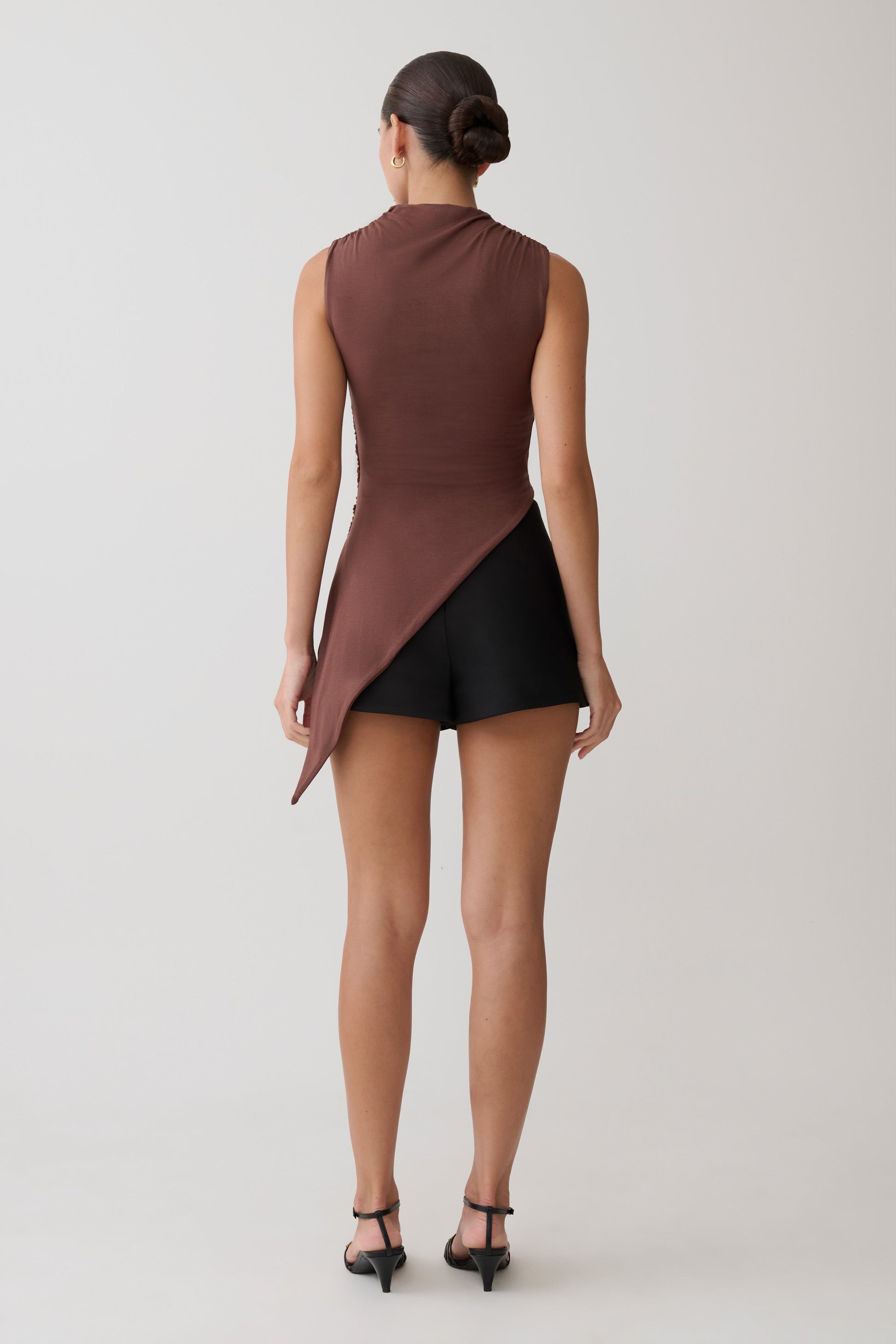 Suong High Neck Gathered Top - Mocha #5