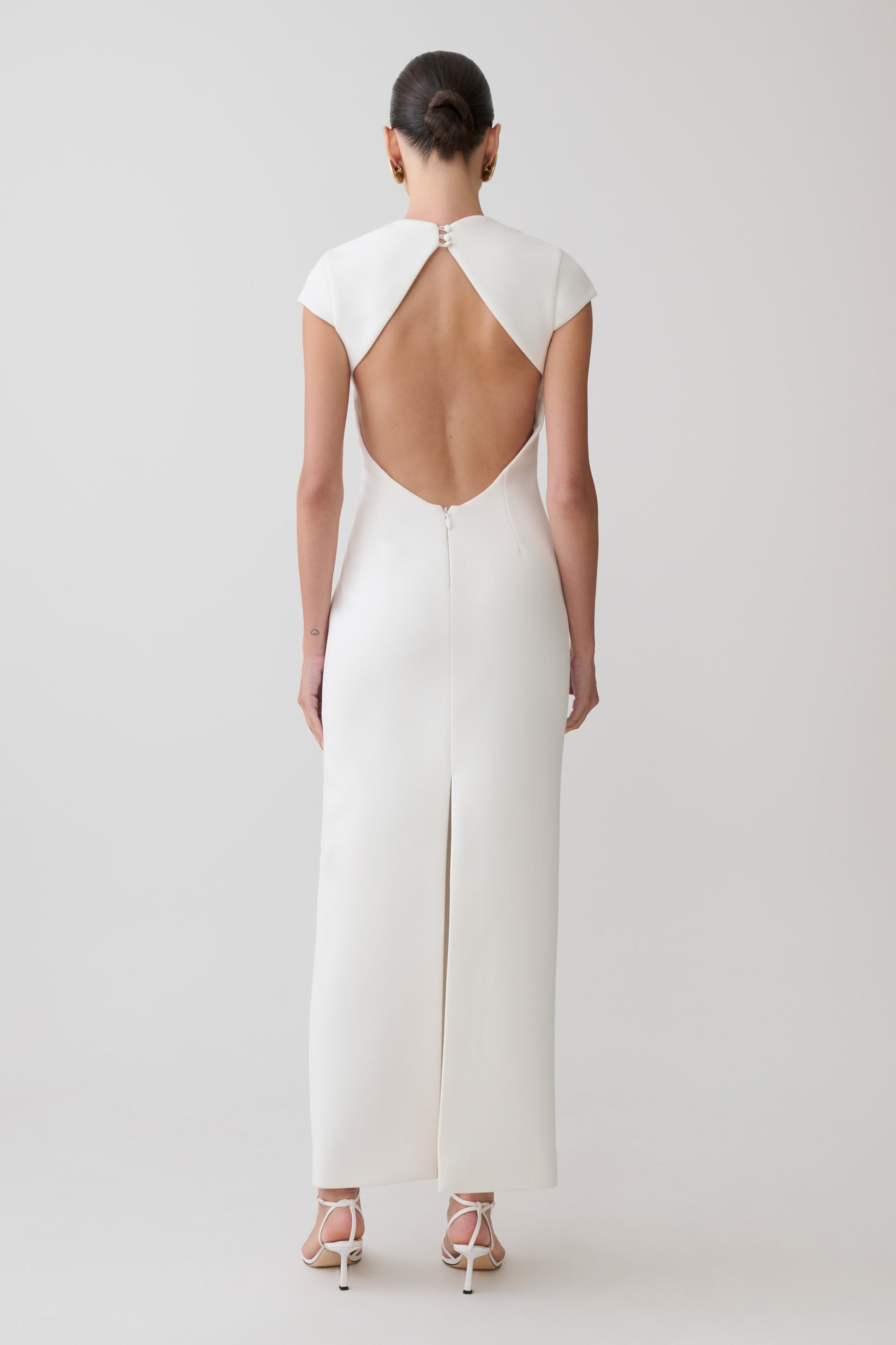Briella V Neck Suiting Maxi Dress - Ivory #3
