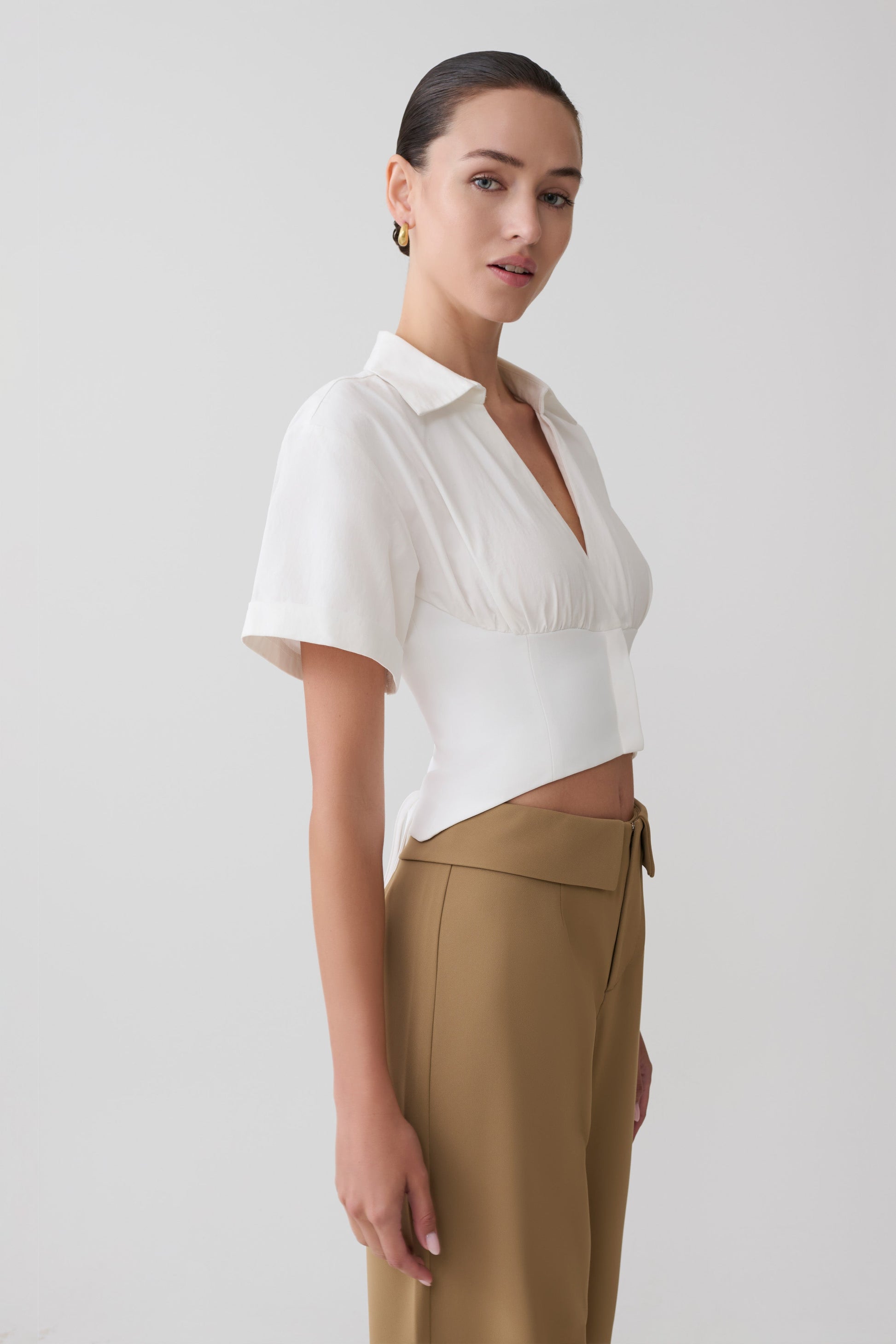 Noelia Tie Back Short Sleeve Shirt - White #3