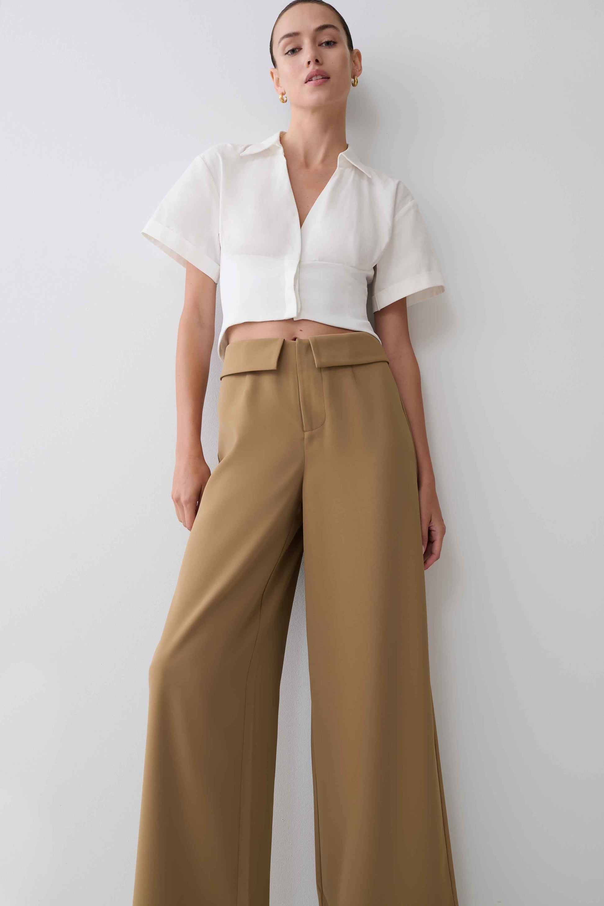 Tanya Wide Leg Suiting Pants - Camel #9