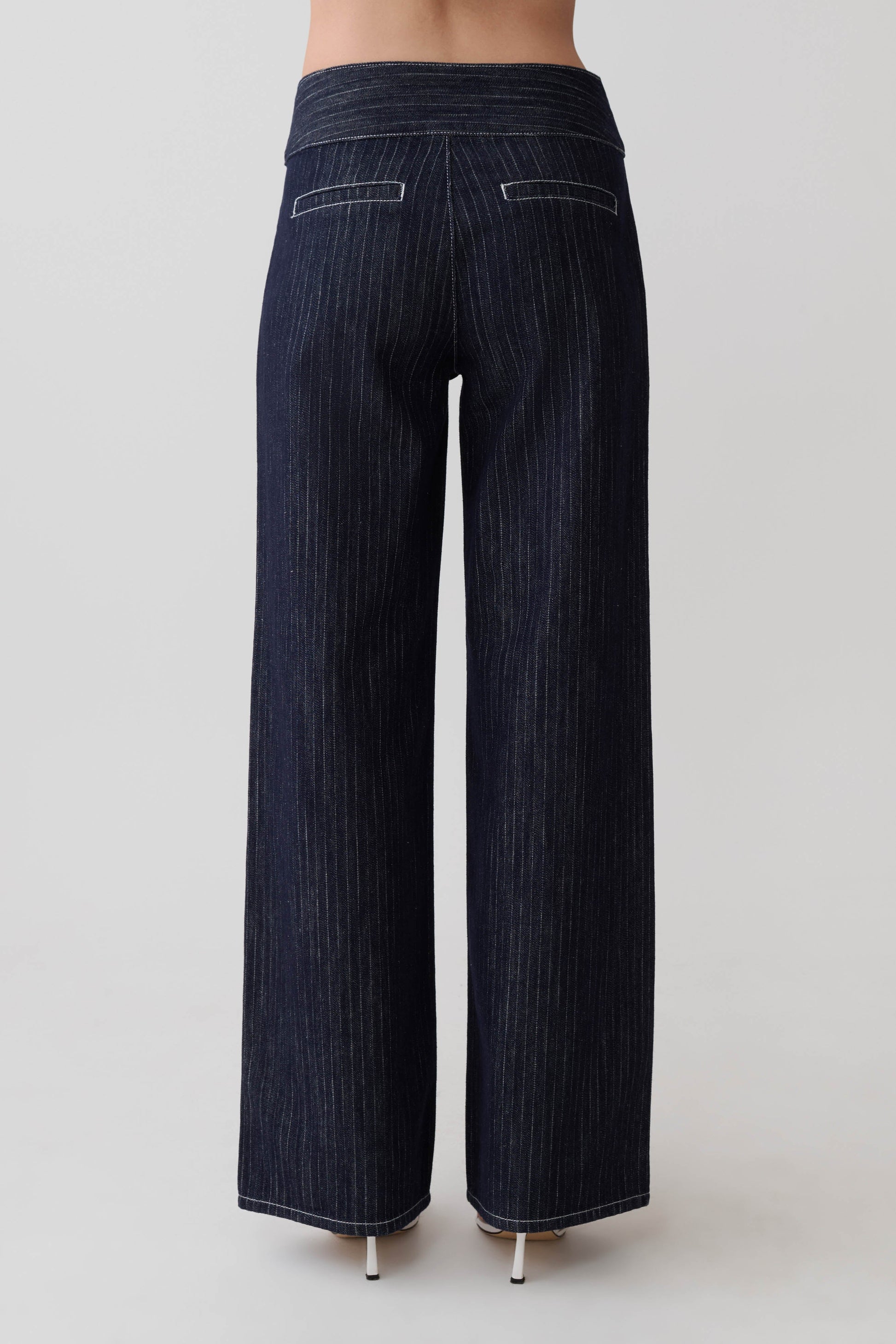 Sienna Flare Mid Rise Denim Jeans - Indigo Pinstripe #2
