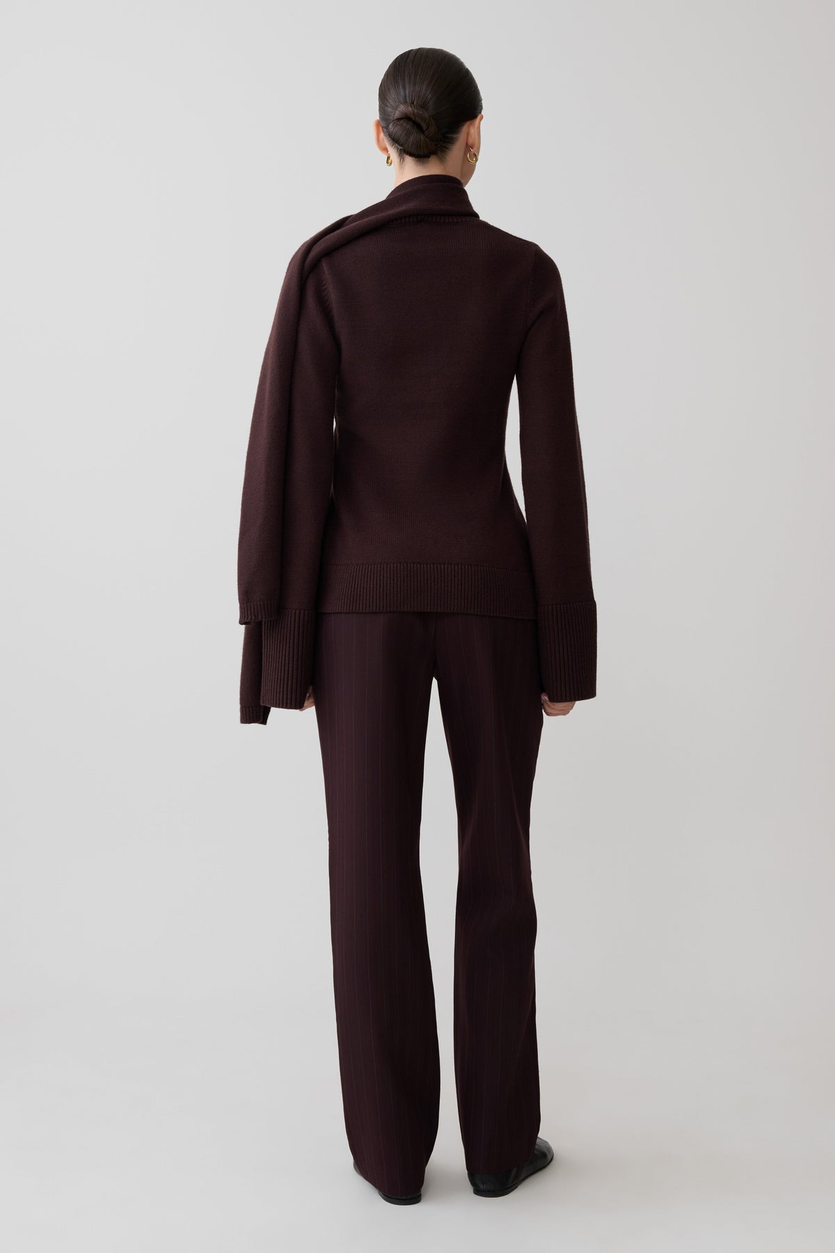 Lara Knit Cardigan With Scarf - Chocolate #2