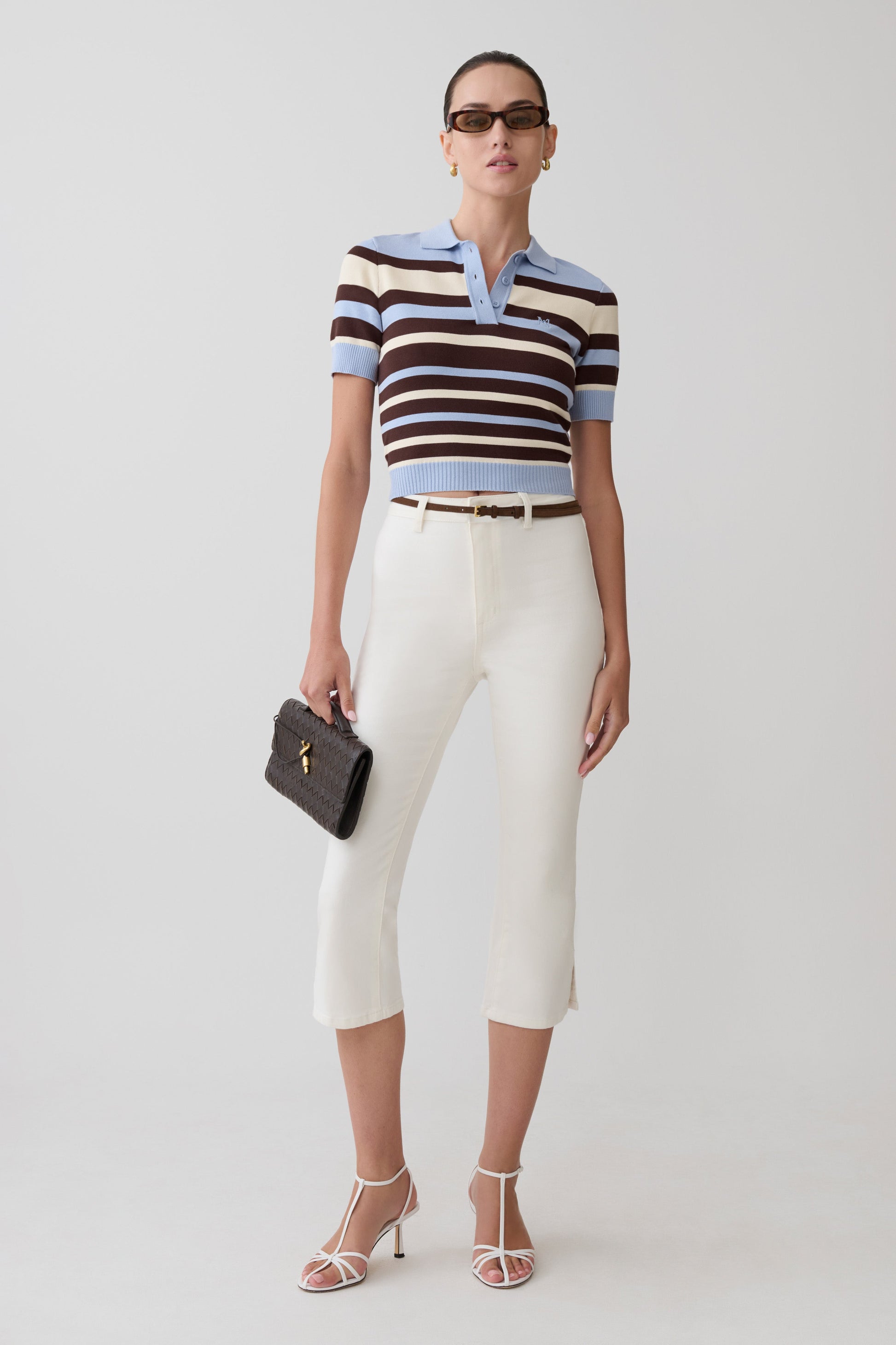 Philly Stripe Knit Button Up Top - Chocolate/Blue #5