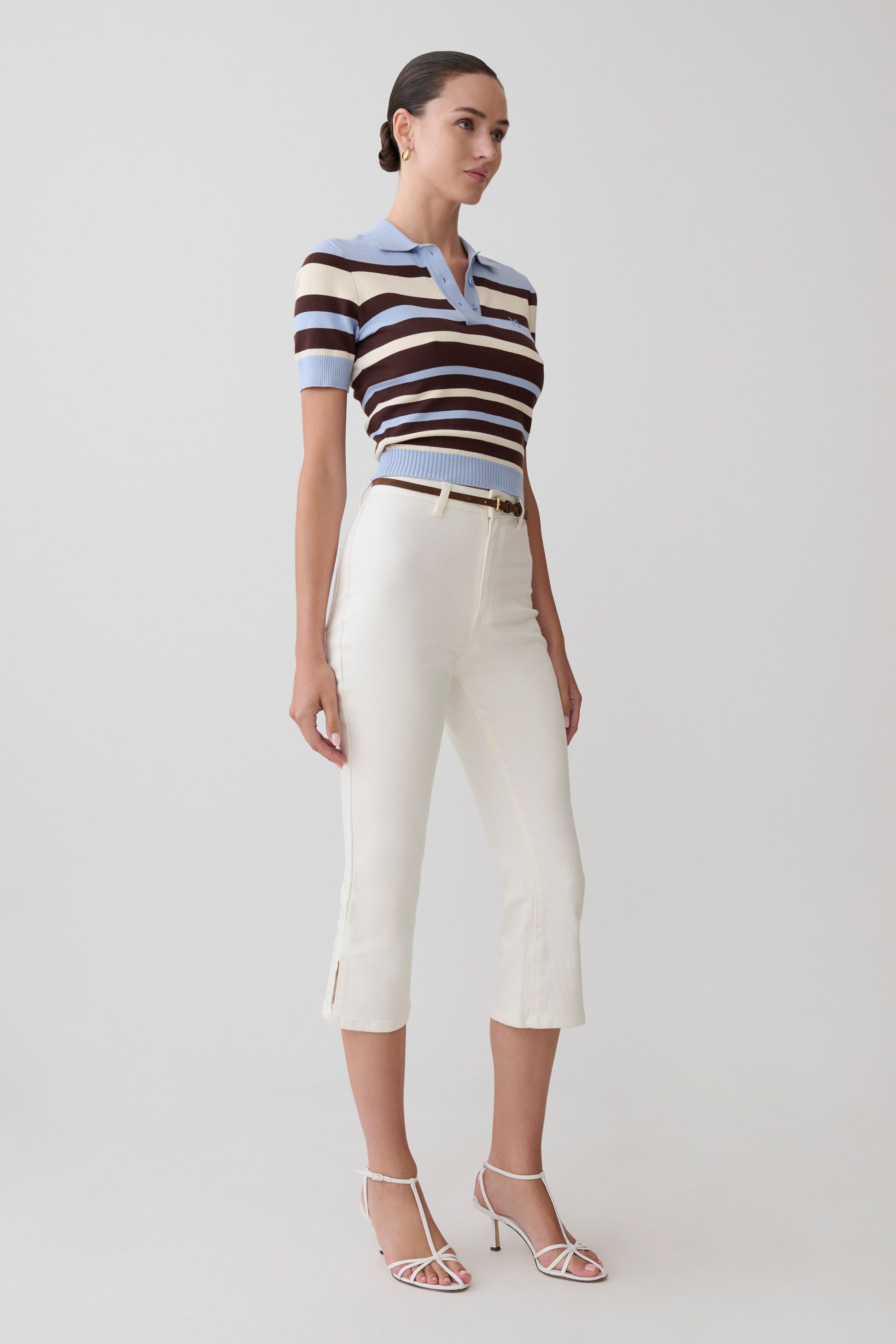 Mary Denim Capris - White #3