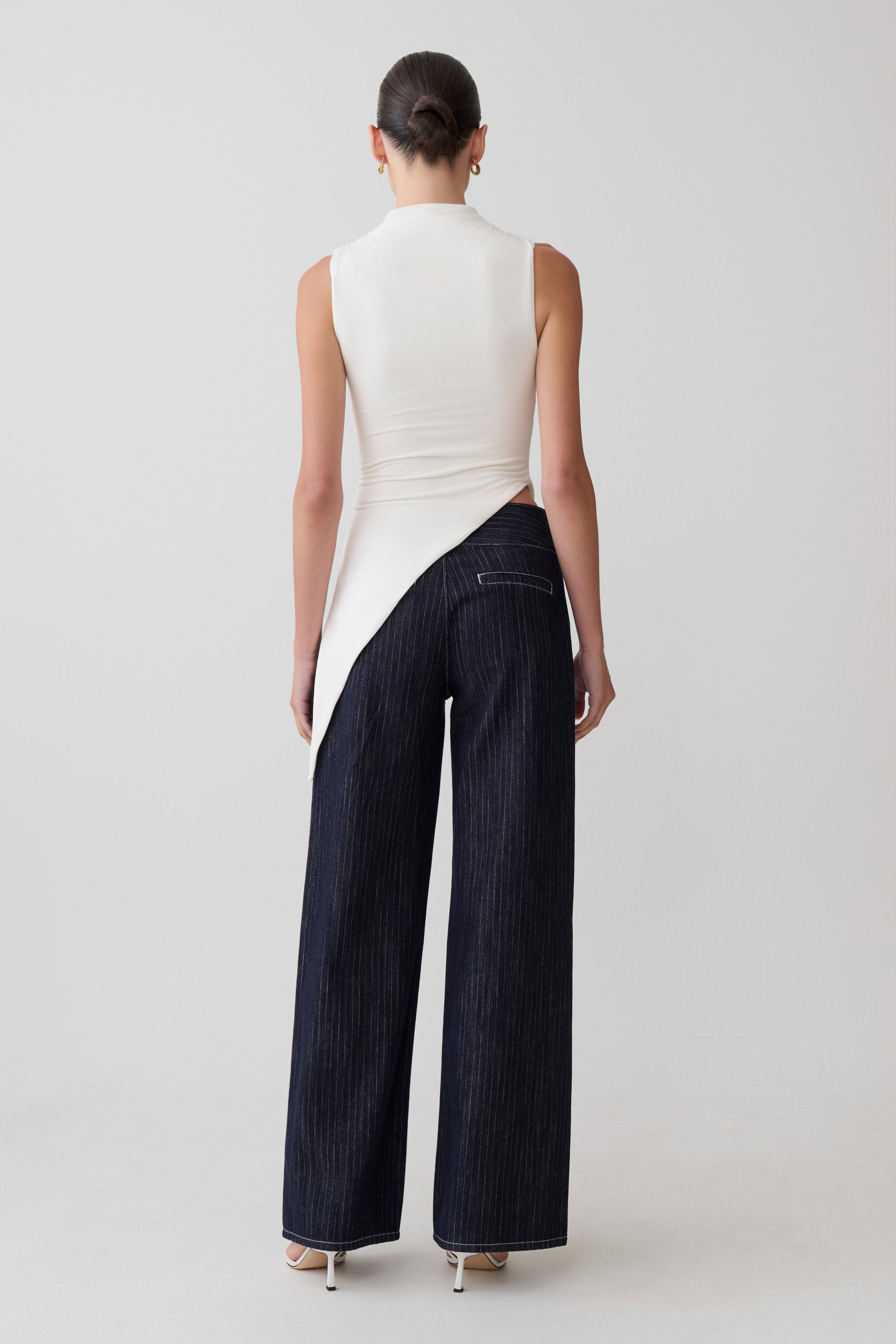 Suong High Neck Gathered Top - White #6