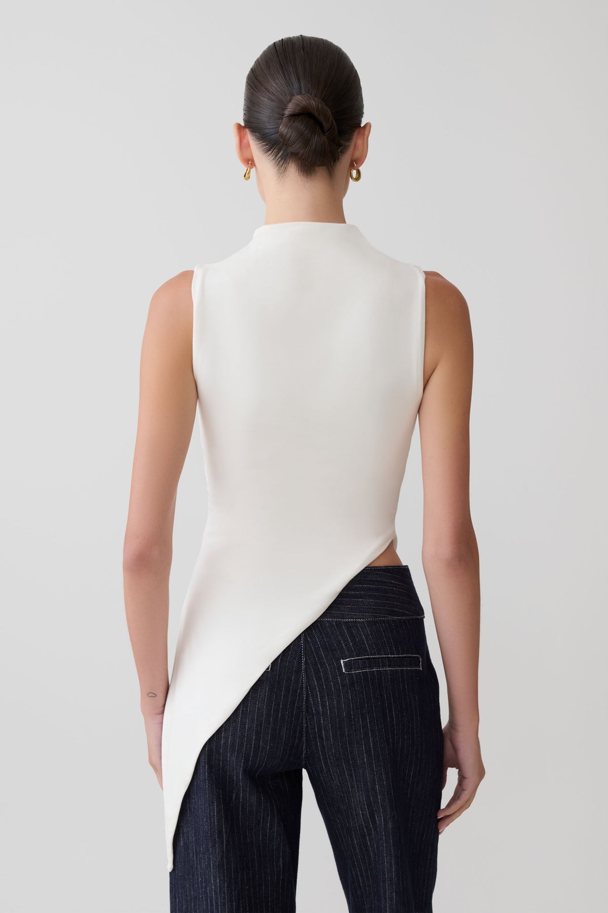 Suong High Neck Gathered Top - White #2