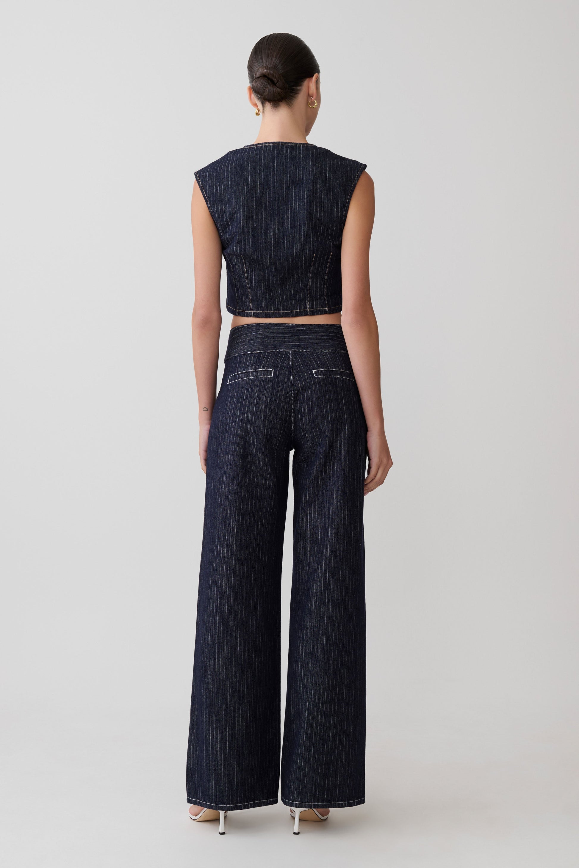 Loraine Sleeveless Denim Top - Indigo Pinstripe #6