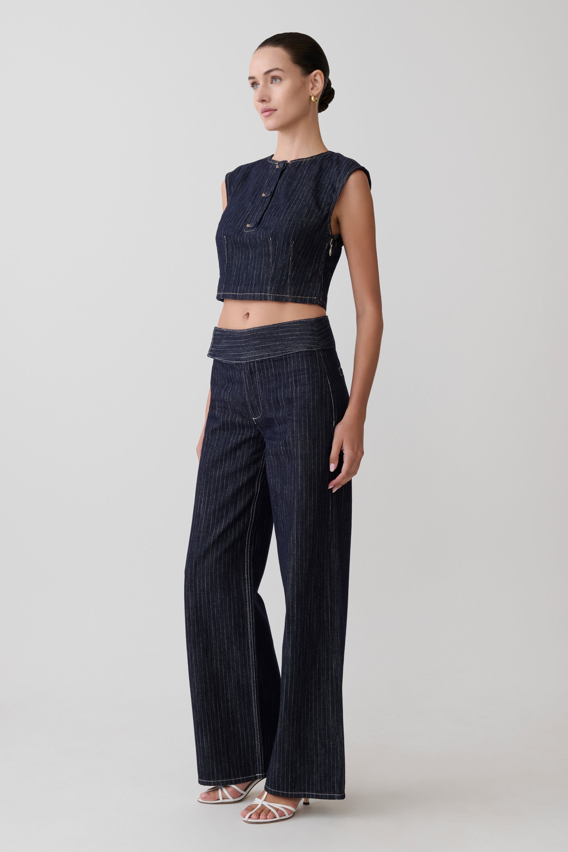 Loraine Sleeveless Denim Top - Indigo Pinstripe #5