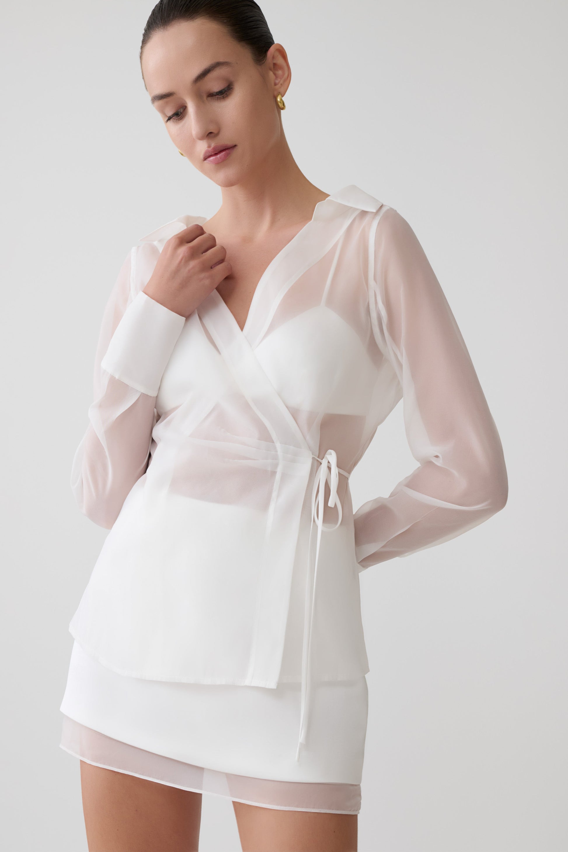 Frankie Organza Cross Over Shirt - White #2