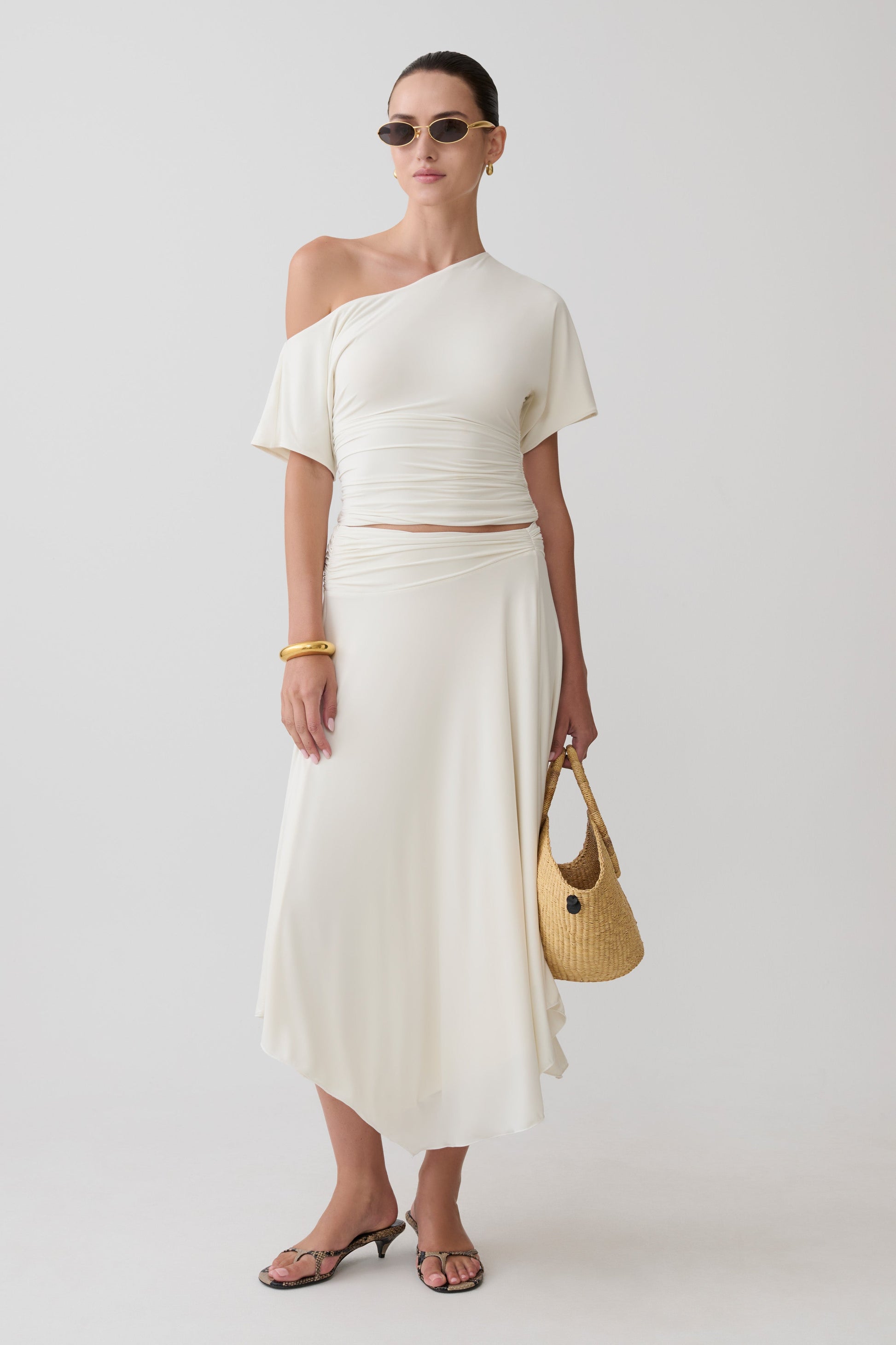 Luu Off Shoulder Slinky Top - Ivory #6