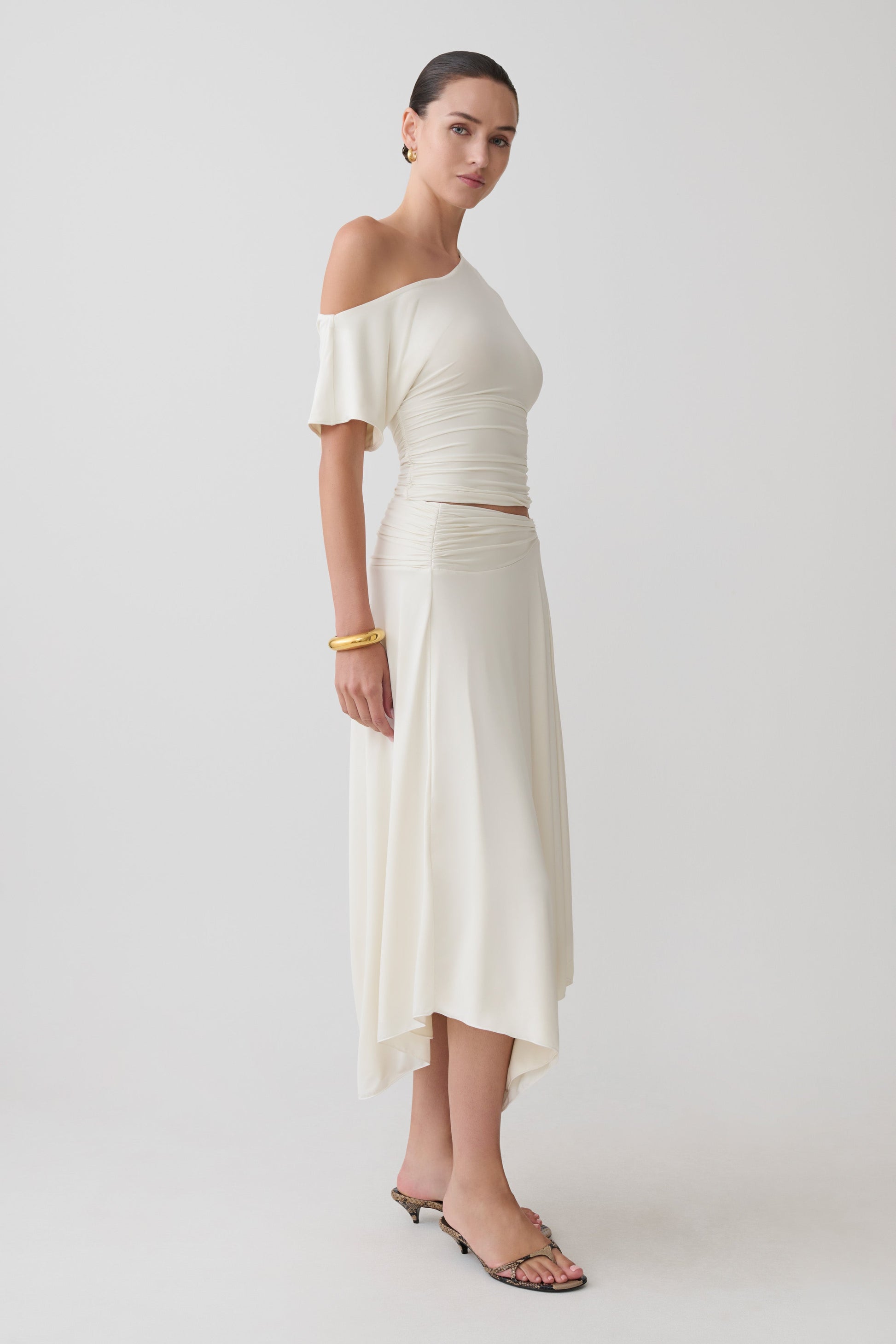 Luu Off Shoulder Slinky Top - Ivory #4