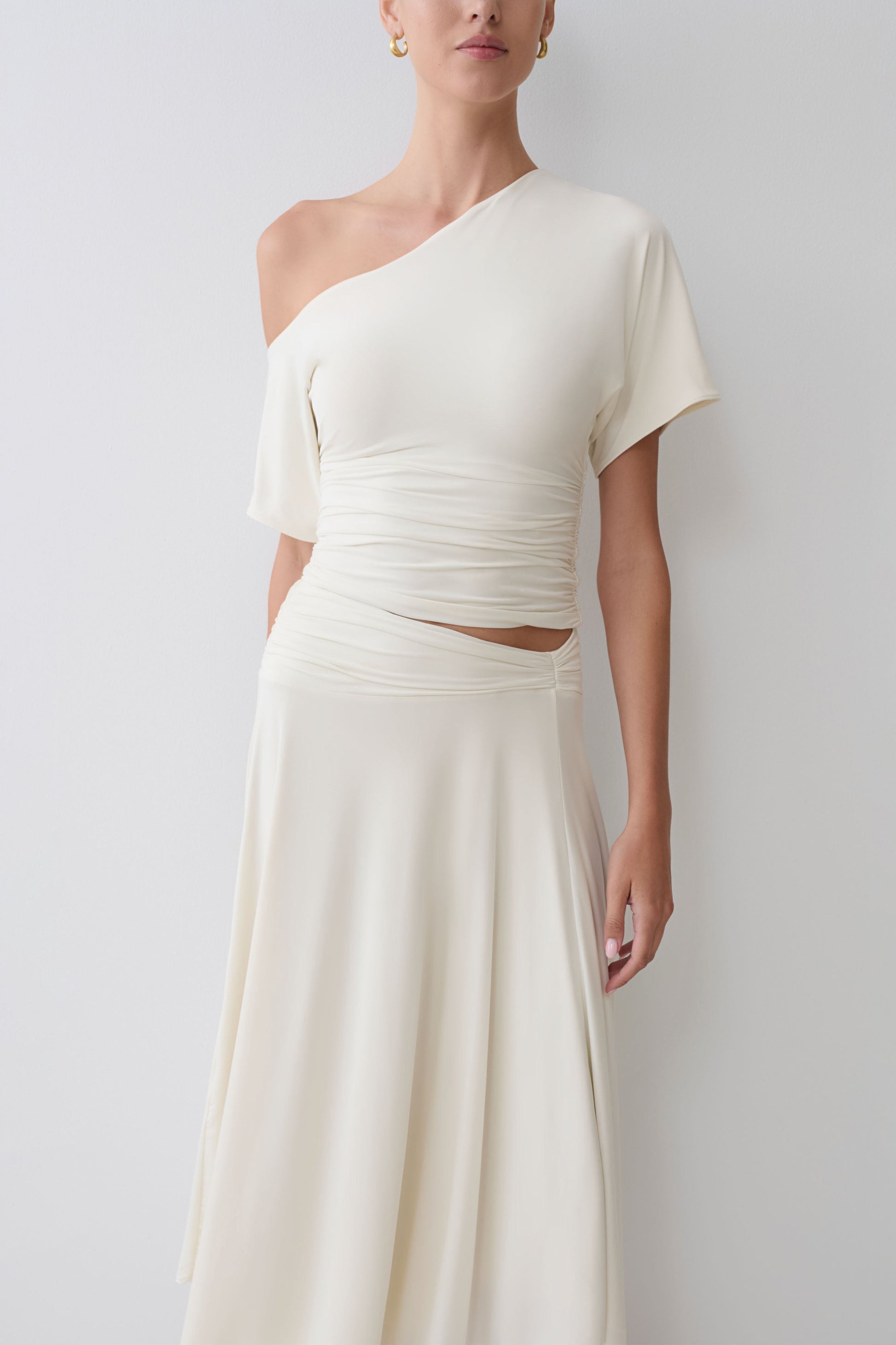 Luu Off Shoulder Slinky Top - Ivory #3