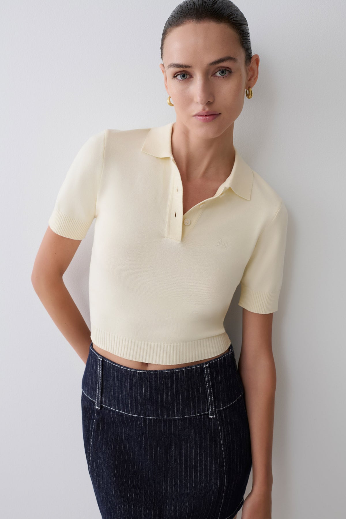 Philly Knit Button Up Top - Ivory #12
