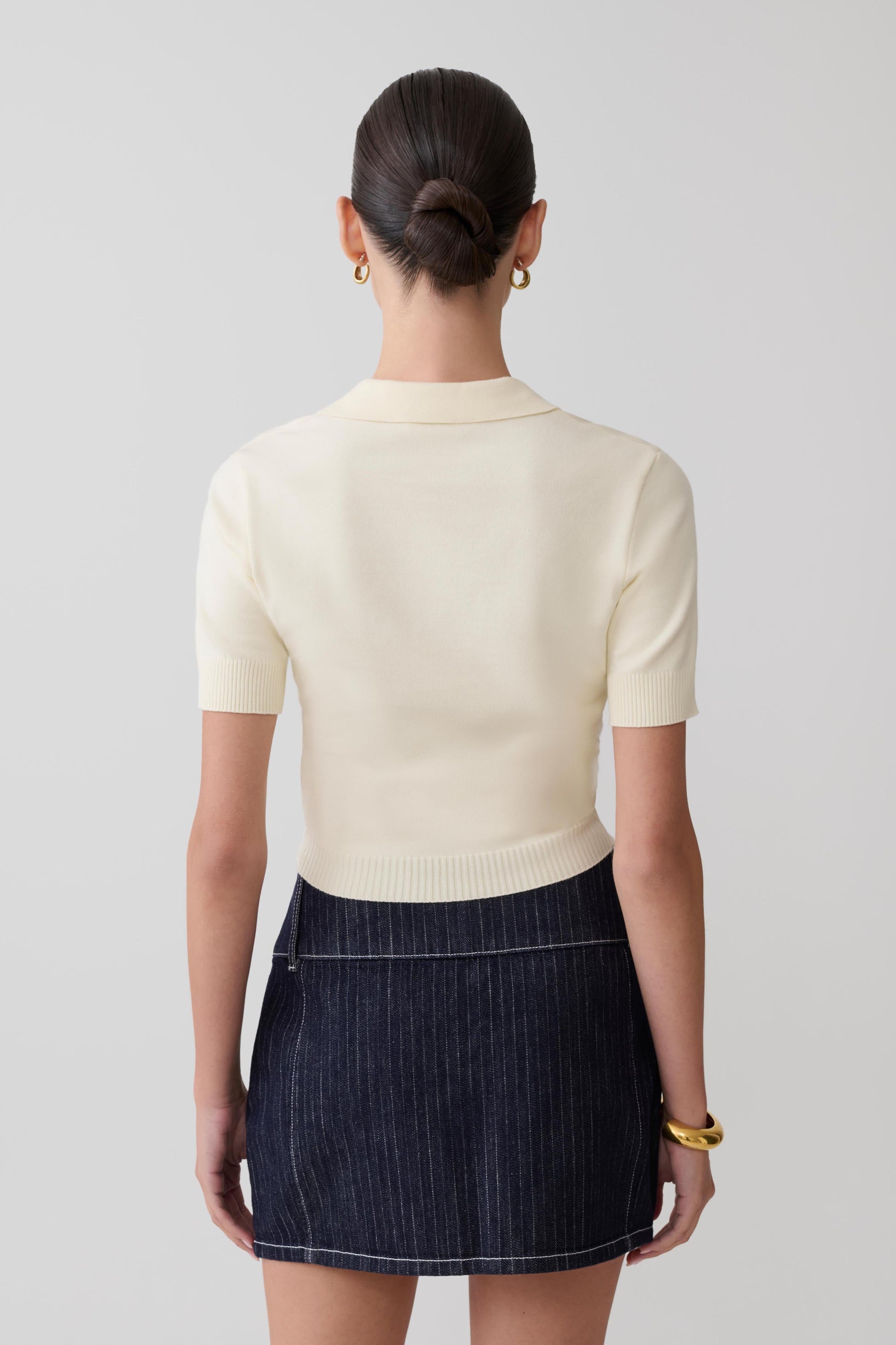 Loraine Mid Rise Denim Mini Skirt - Indigo Pinstripe #6