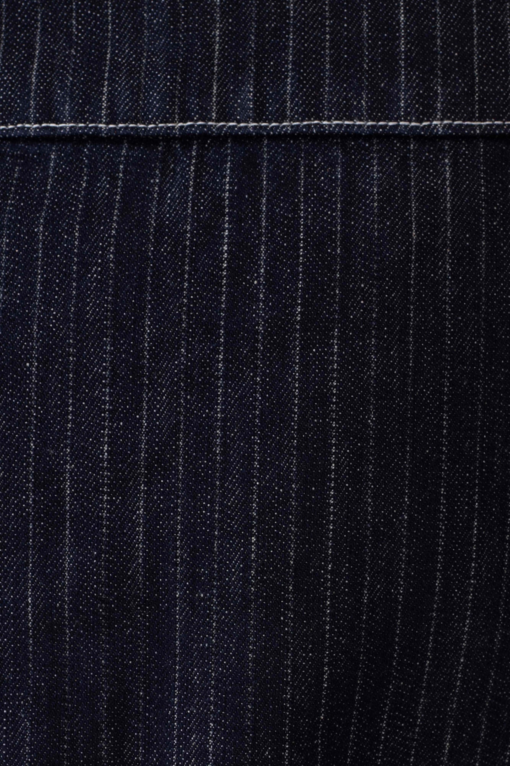 Loraine Mid Rise Denim Mini Skirt - Indigo Pinstripe #7