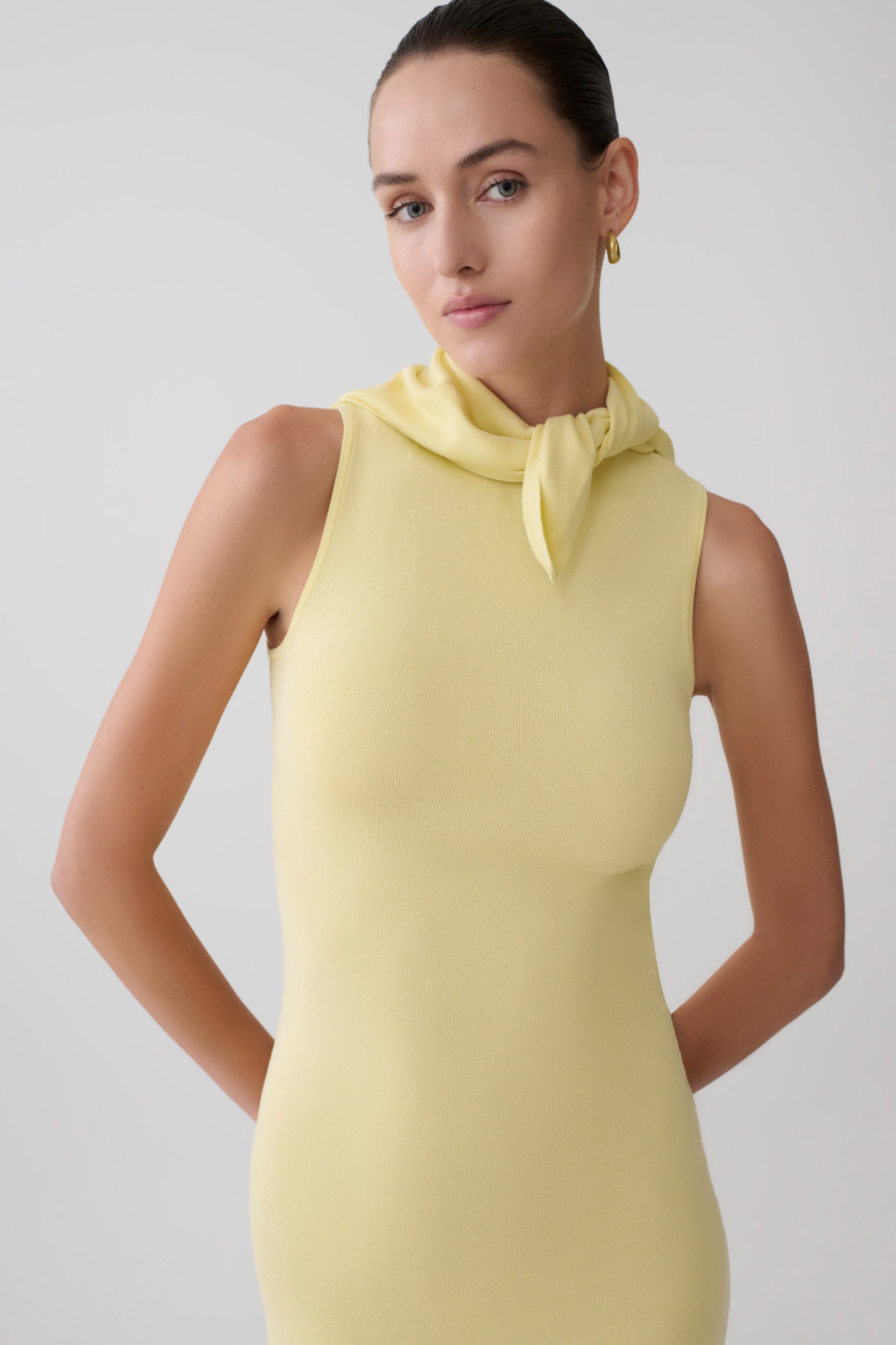 Amilee Scarf Knit Mini Dress - Lemon #3