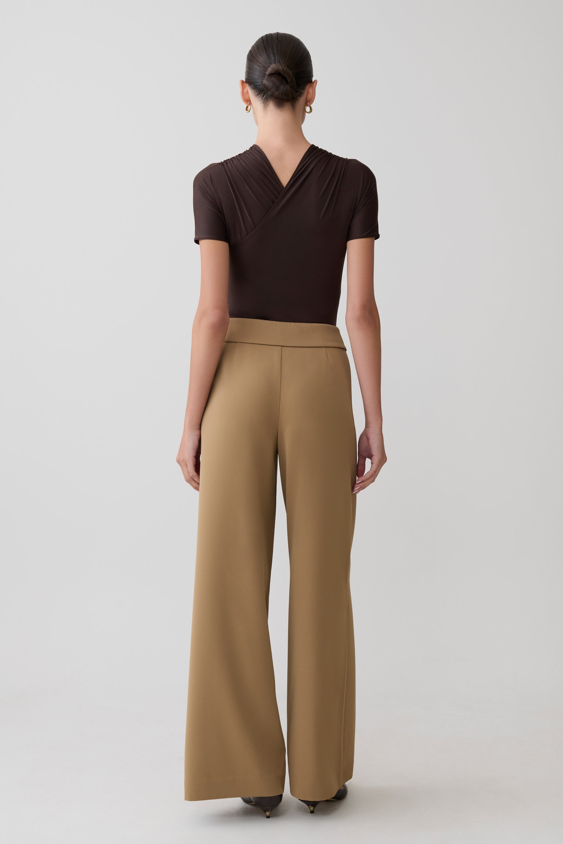 Junie Shortsleeve Cross-Over Bodysuit - Chocolate #8