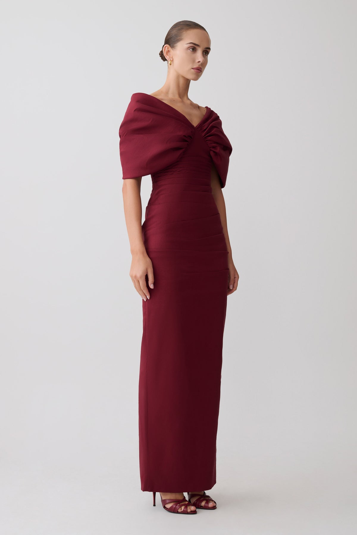 Thelma Bardot Maxi Dress - Wine #2