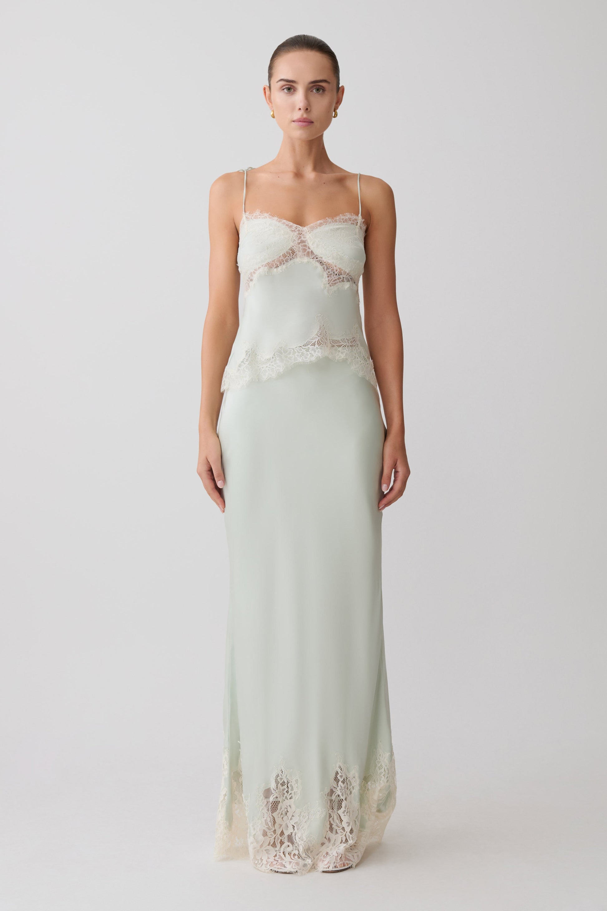 Nina Satin And Lace Camisole - Sage #4