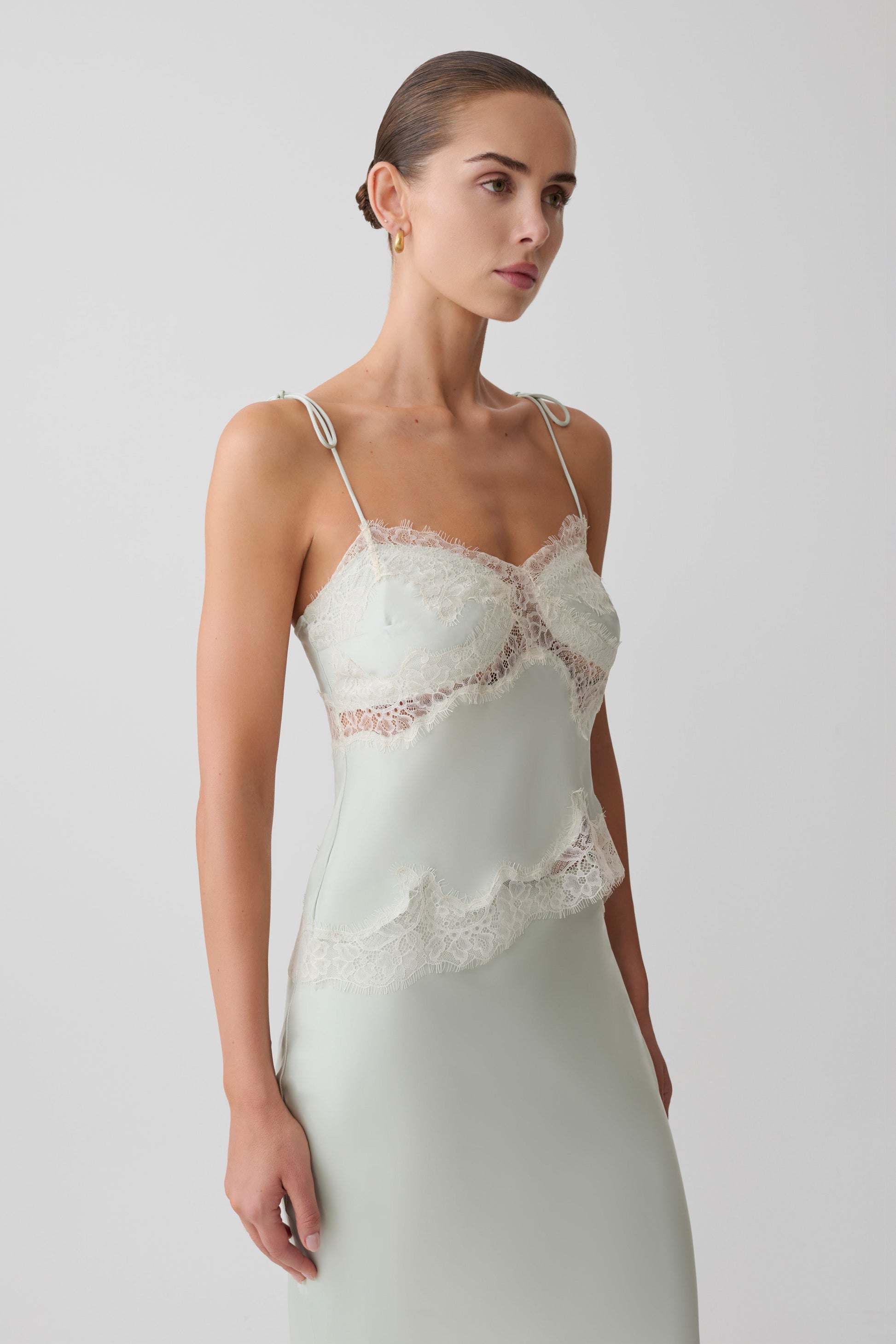 Nina Satin And Lace Camisole - Sage #3