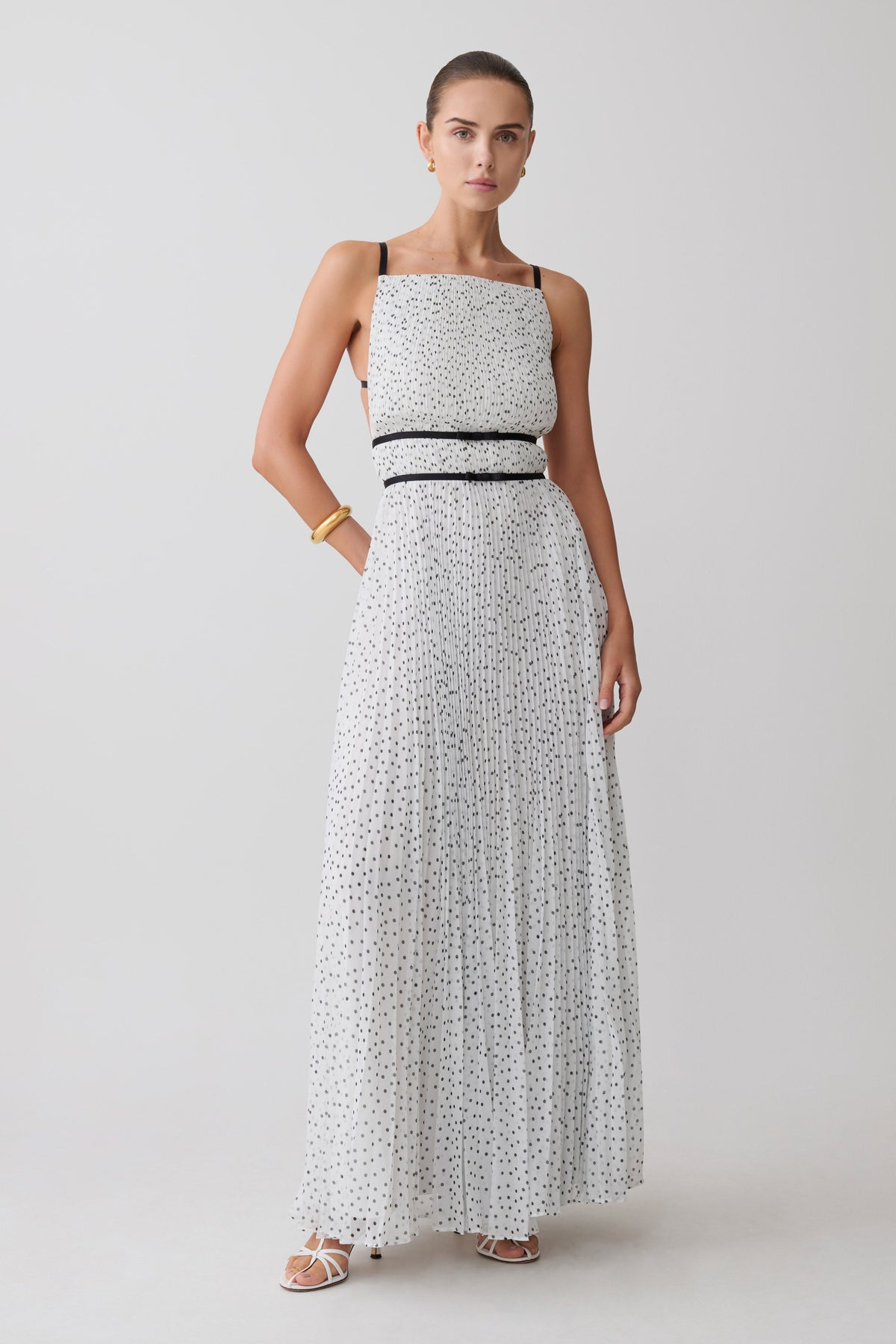 Clarisse Pleated Maxi Dress - Polka Dot