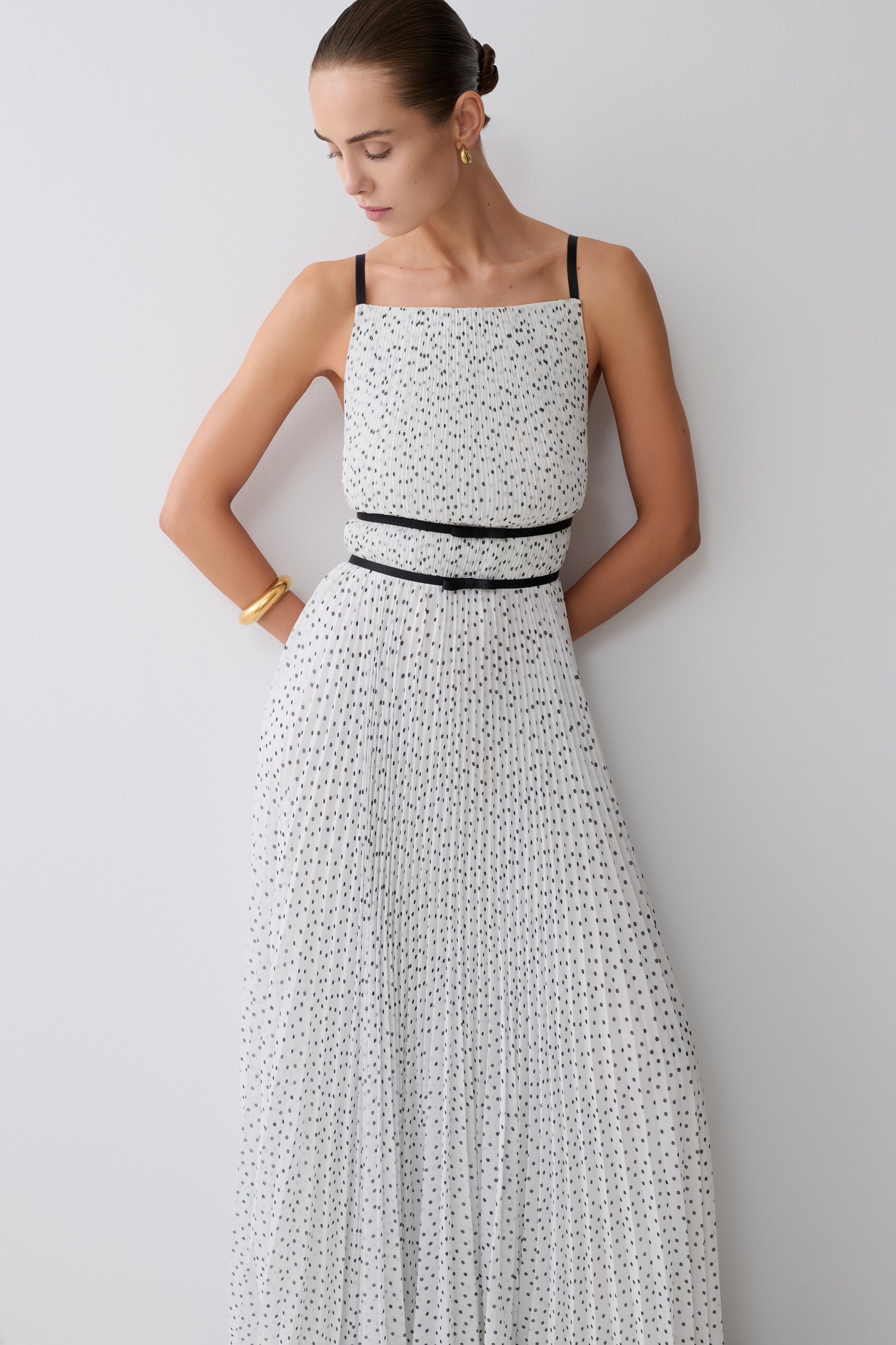 Clarisse Pleated Maxi Dress - Polka Dot #8