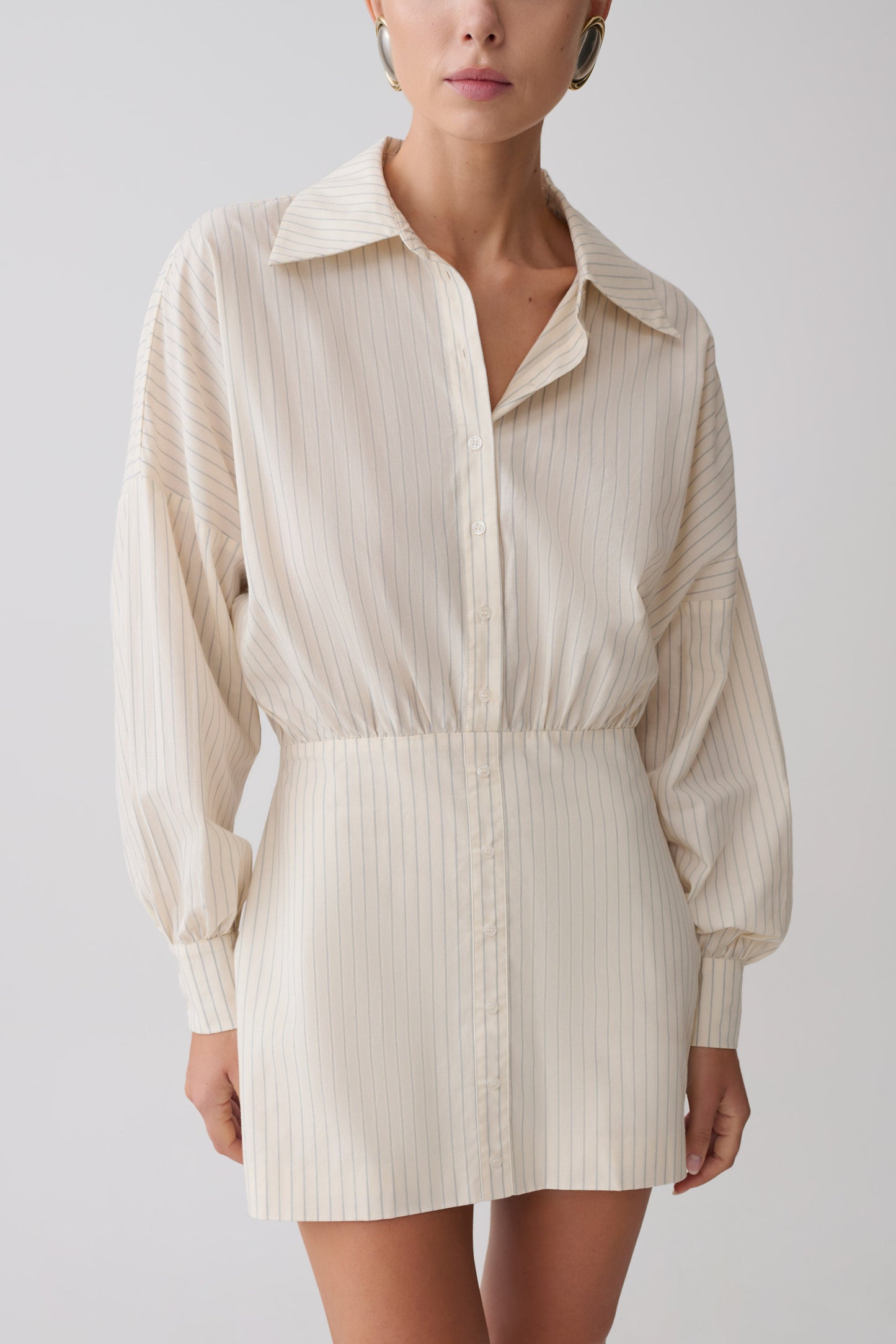 Ivy Oversize Shirt Mini Dress - Stripe
