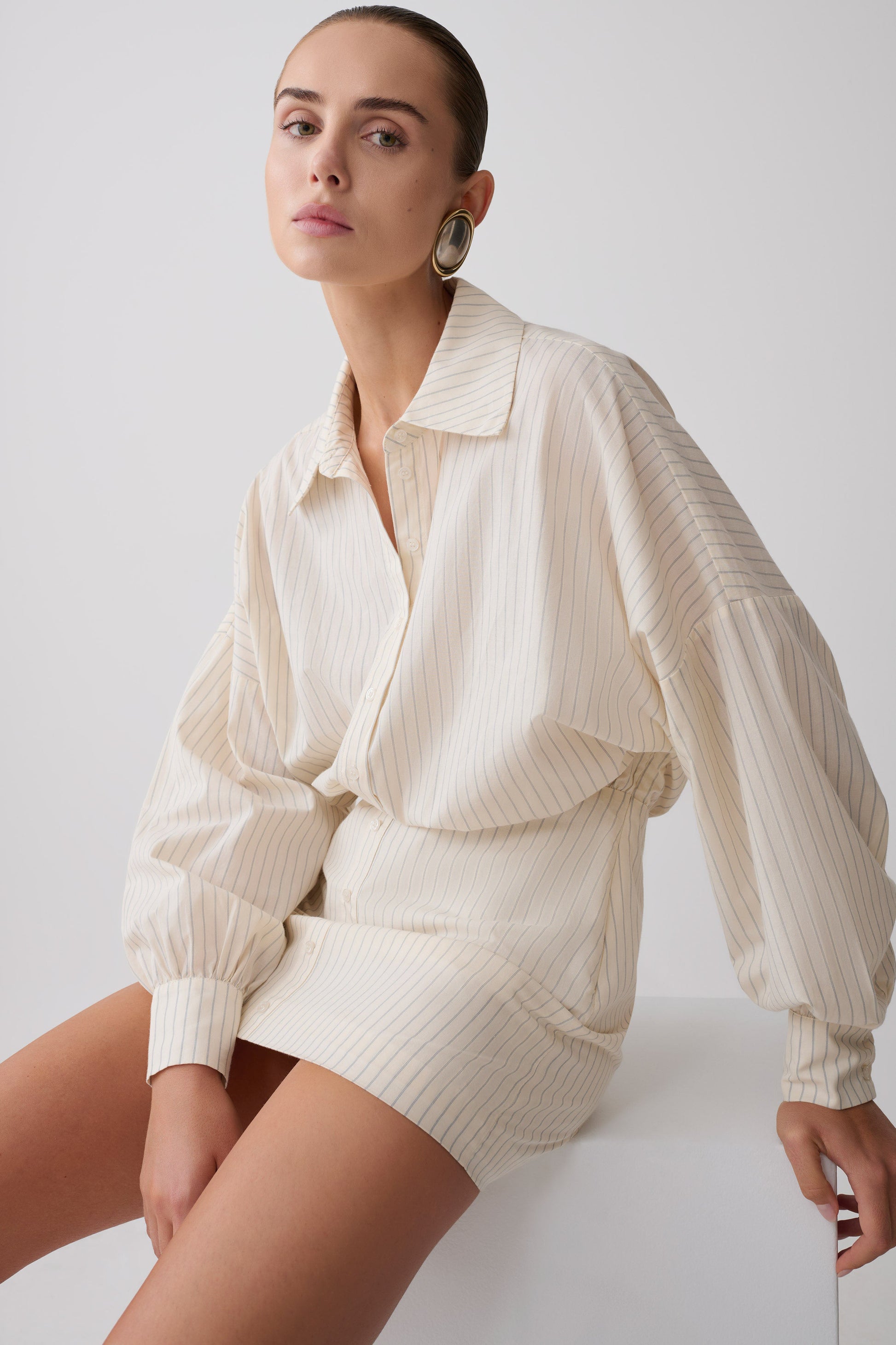 Ivy Oversize Shirt Mini Dress - Stripe #6